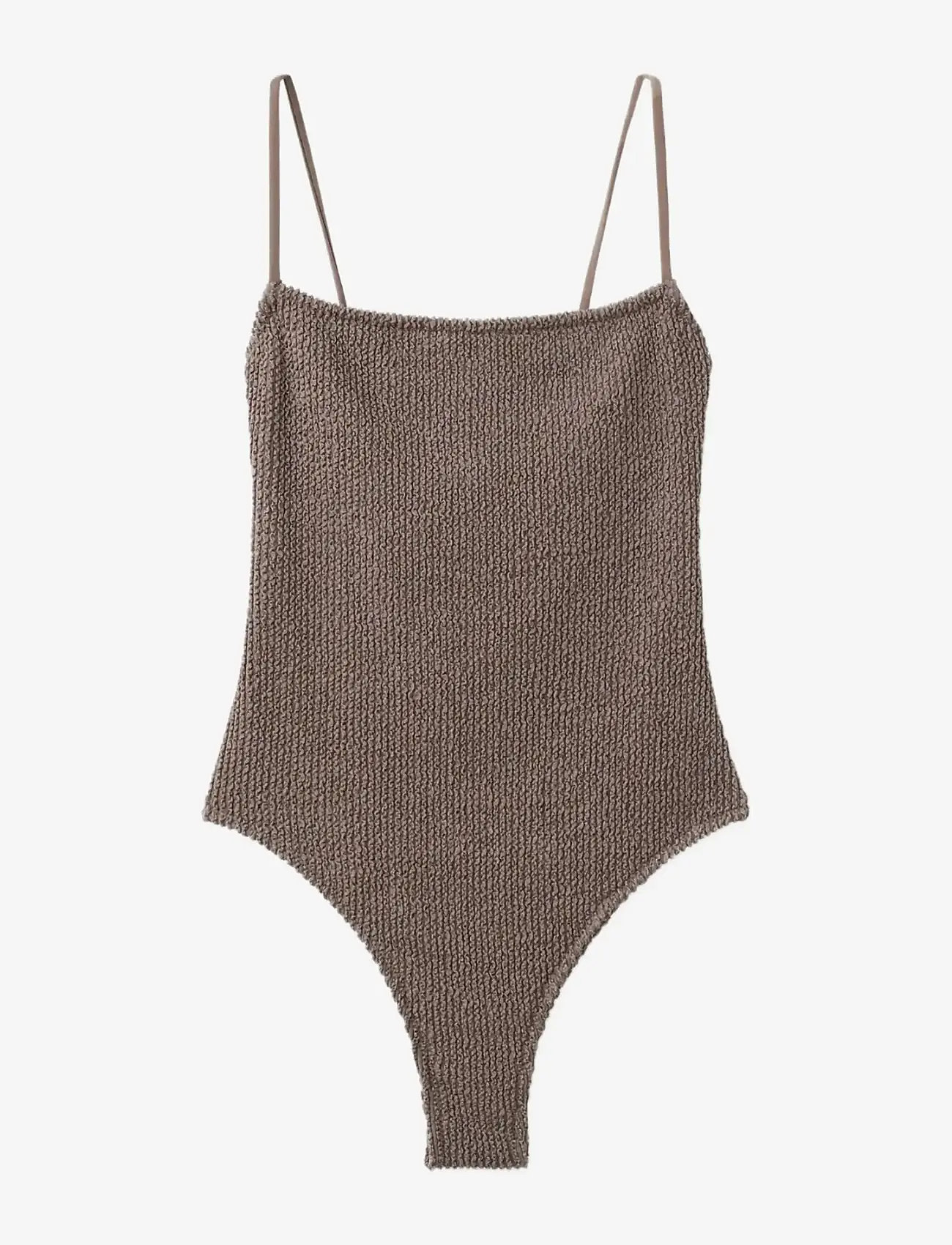Mango - Textured swimsuit with straps - baddräkter - lt pastel brown - 1