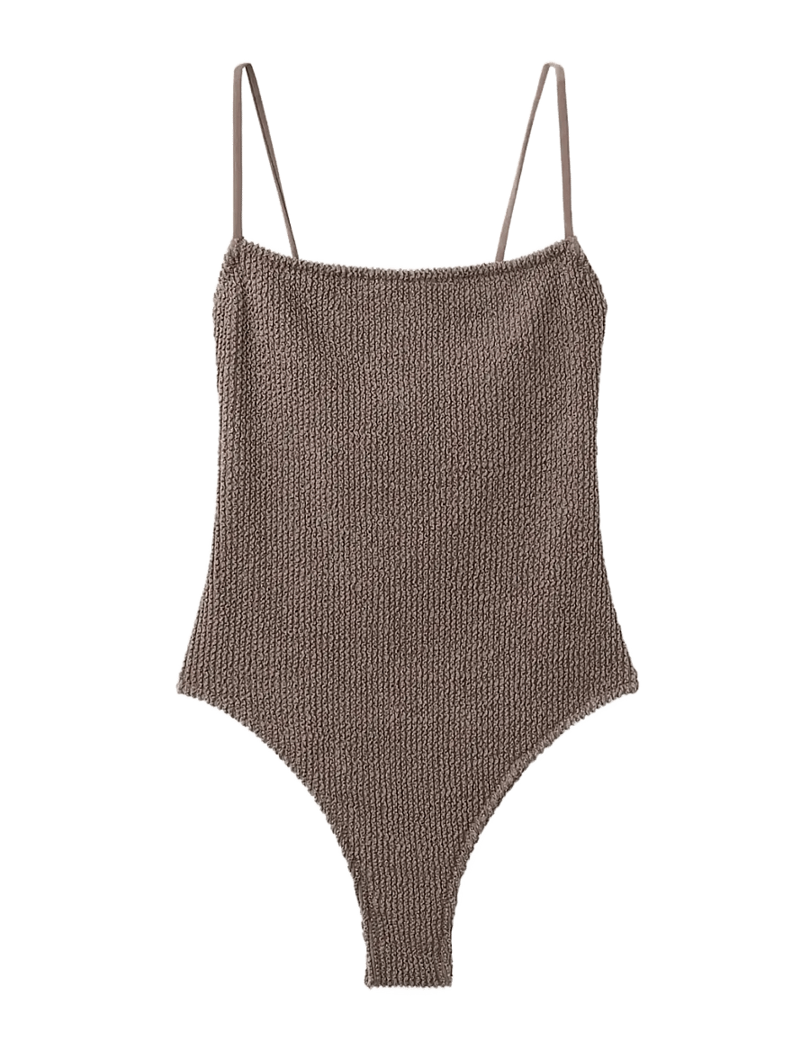 Mango - Textured swimsuit with straps - baddräkter - lt pastel brown - 1