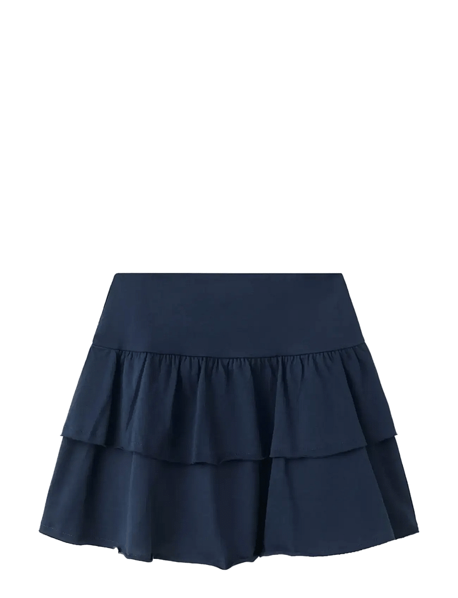 Mango - Ruffled cotton skirt - korte nederdele - navy - 0
