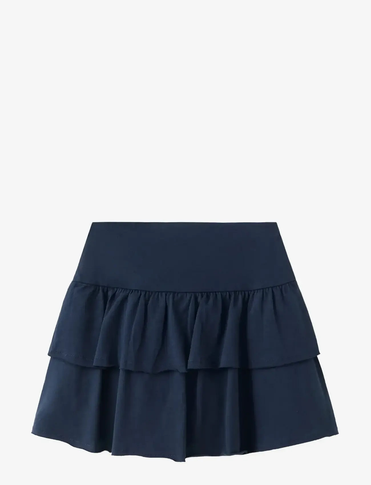 Mango - Ruffled cotton skirt - korte nederdele - navy - 1
