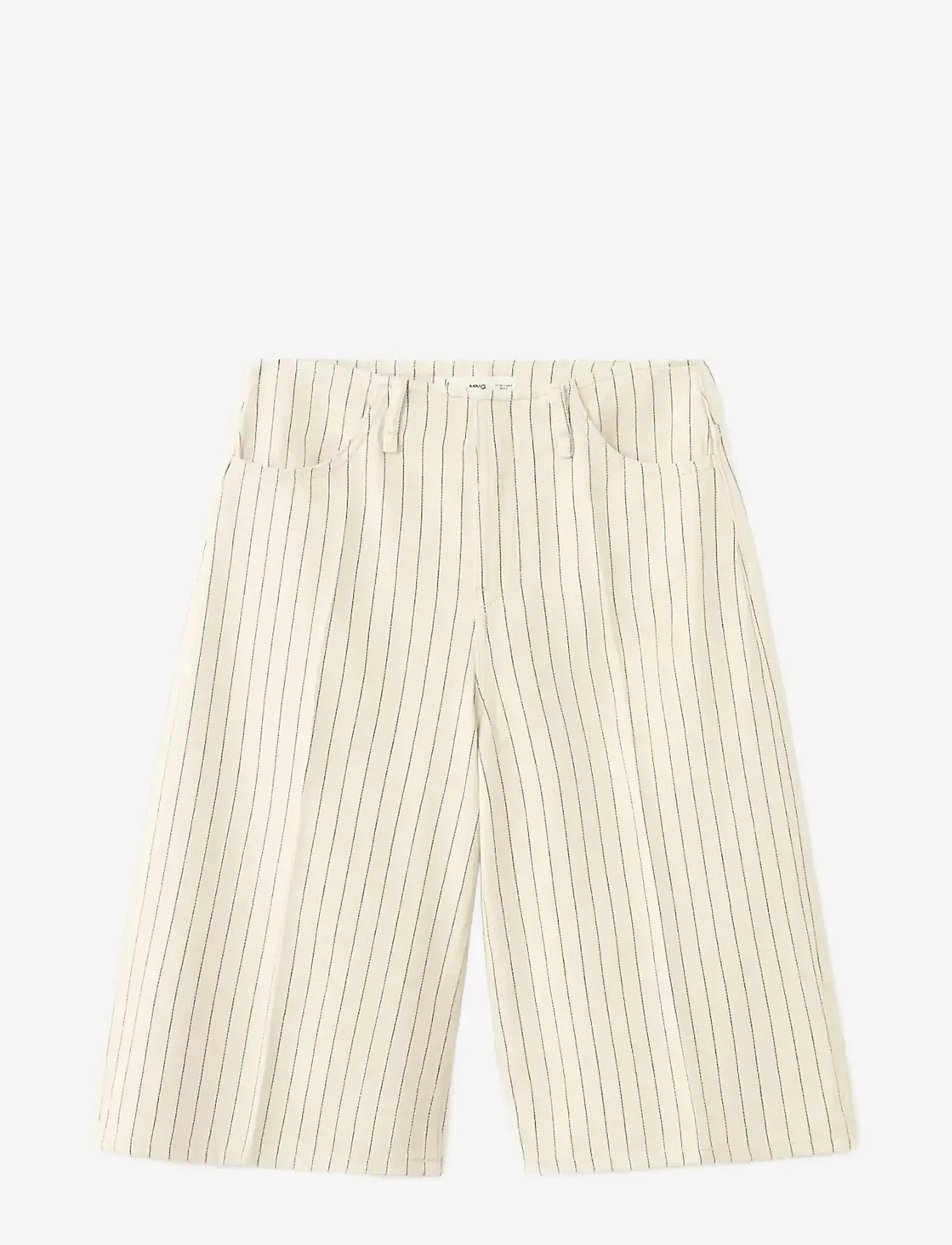 Mango - Mid-rise striped Bermuda jorts - bermudas - yellow - 1