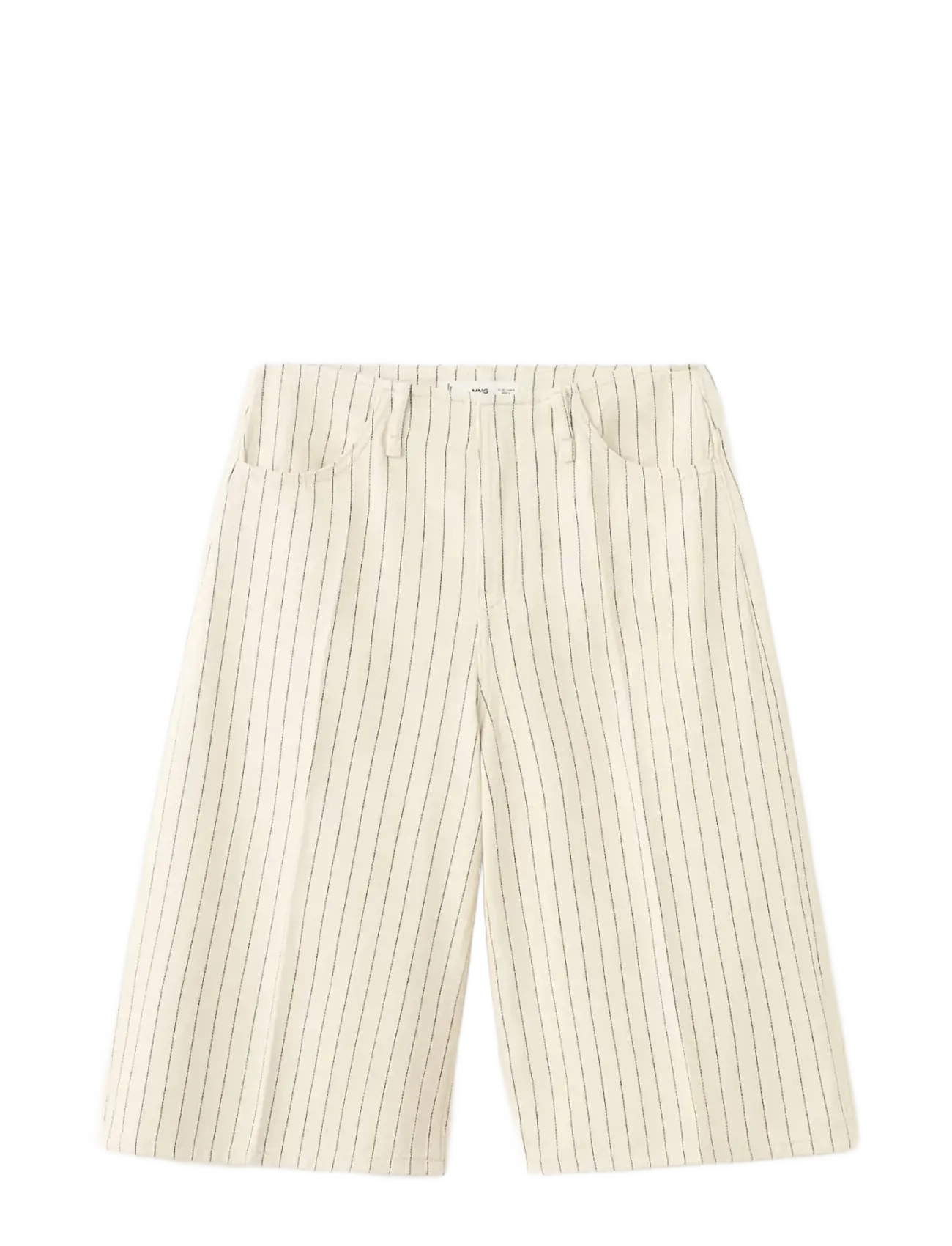 Mango Striped mid-rise Bermuda shorts - Clothing - YELLOW / cream