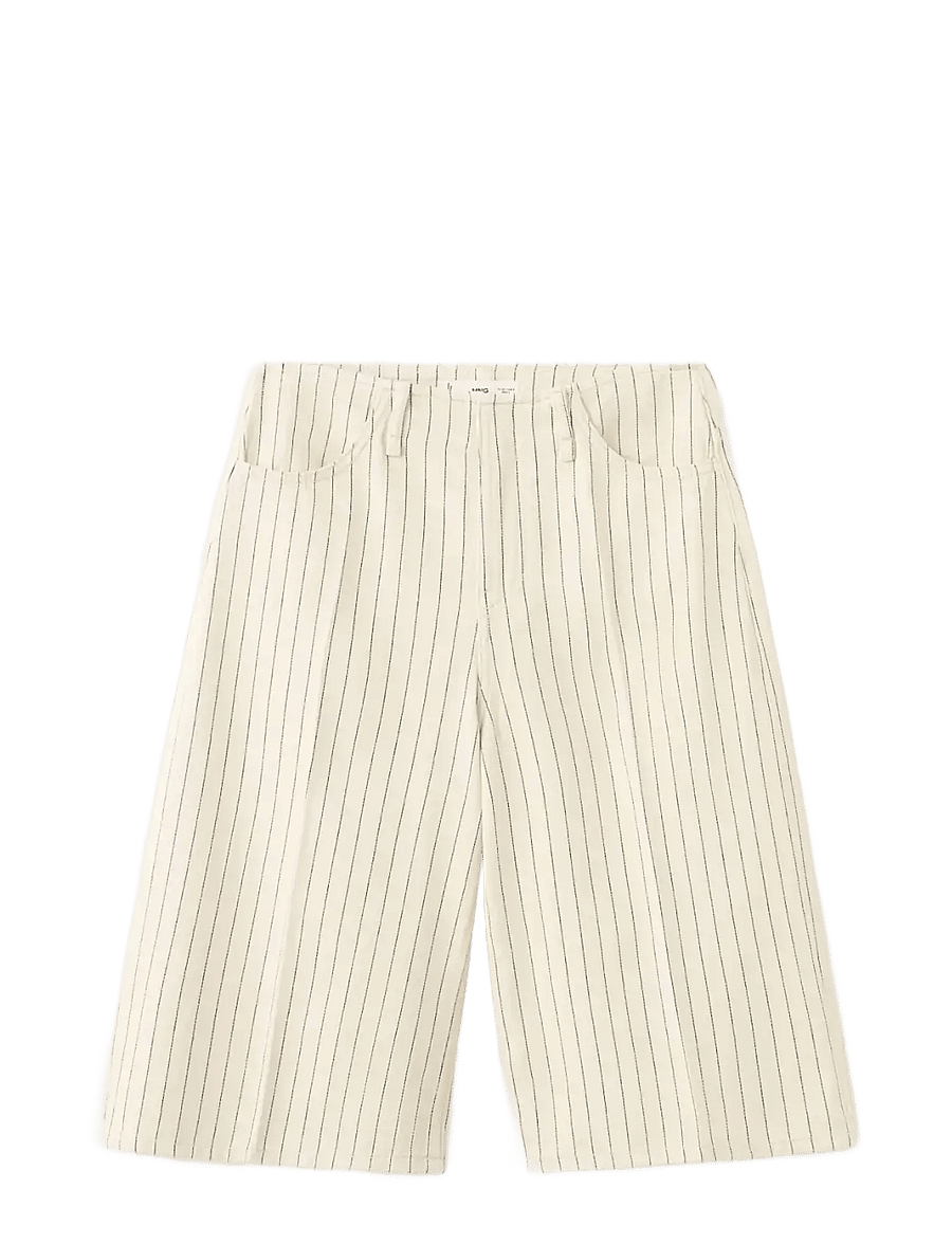 Mango - Mid-rise striped Bermuda jorts - bermudashorts - yellow - 1