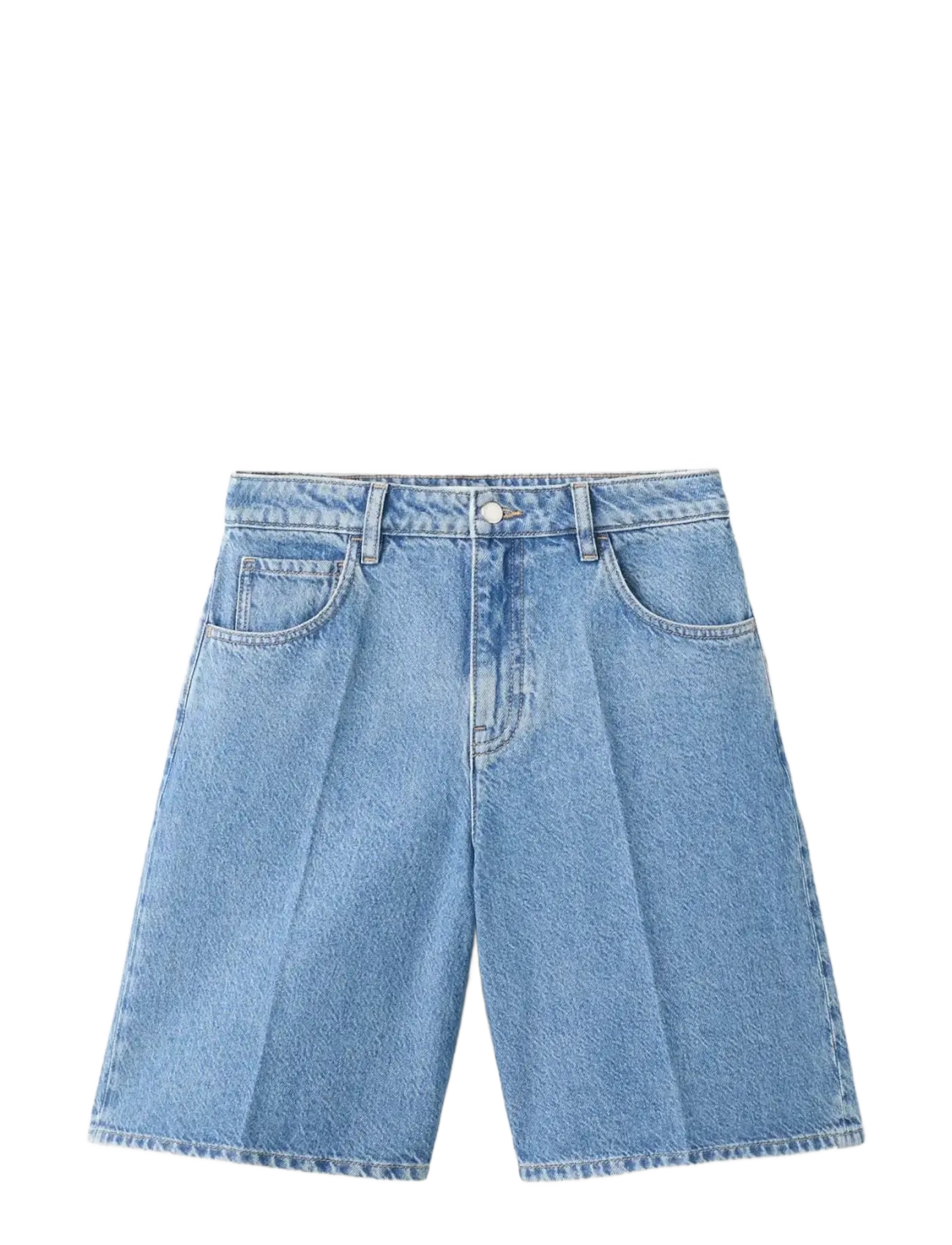 MANGO High-Waist Straight-Fit Denim Shorts Blau - 36 - Damen