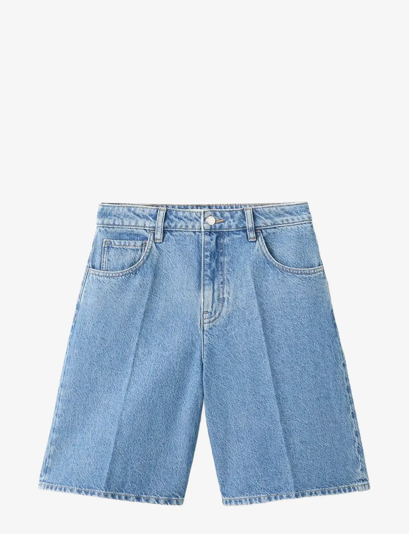 Mango - High-waist straight-fit denim shorts - jorts - open blue - 1