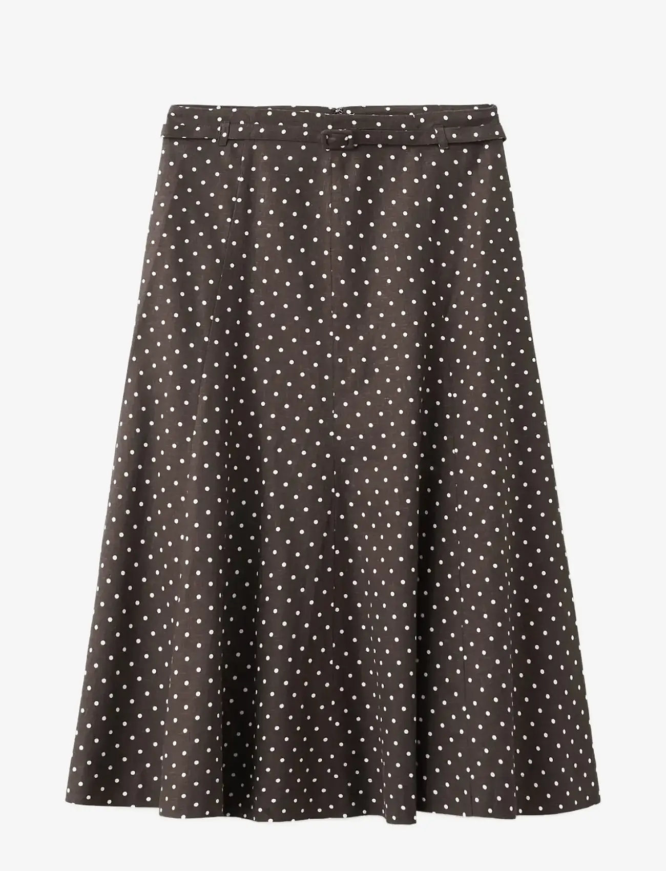 Mango - Linen polka dot skirt - midi nederdele - black - 1