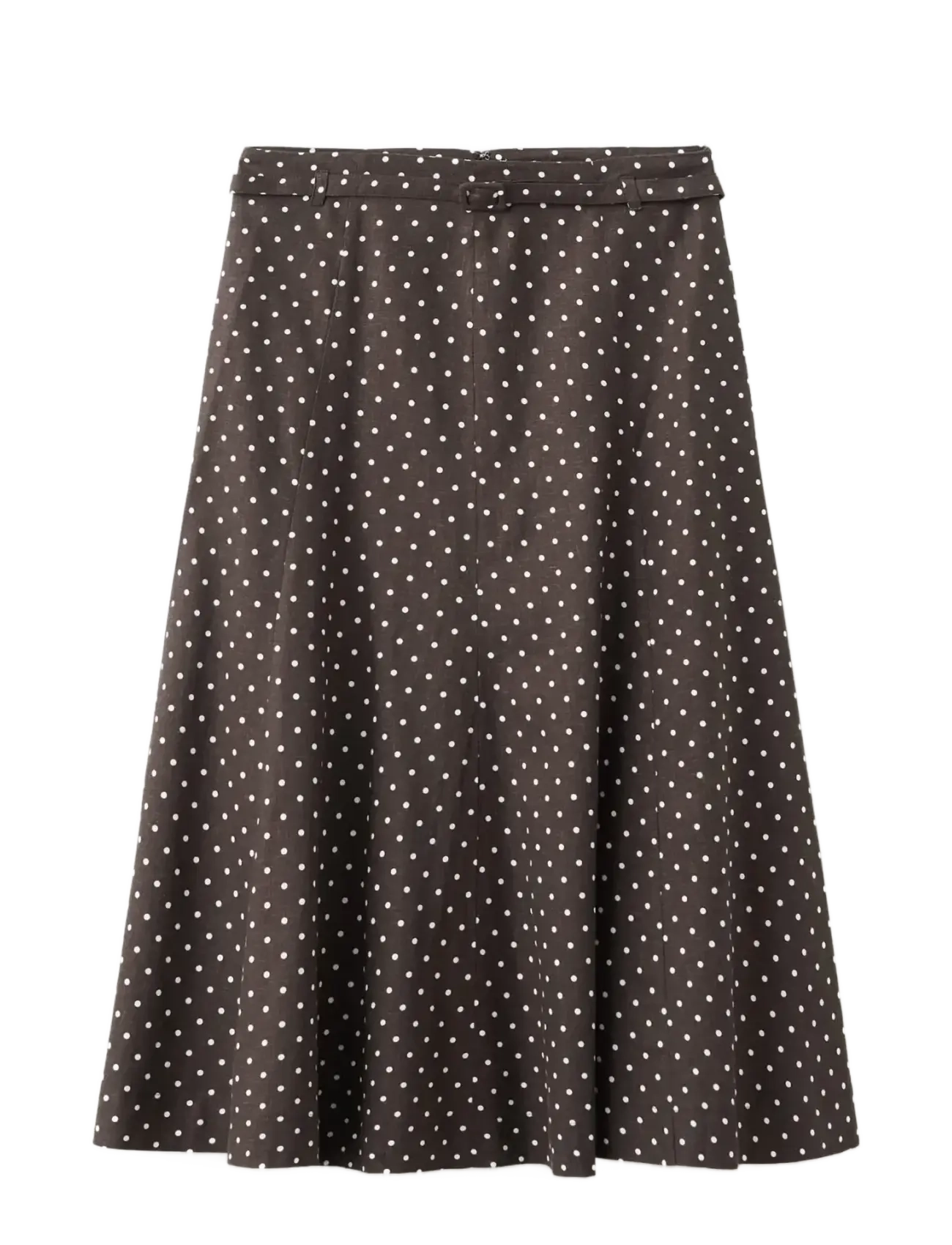 Mango Linen polka dot skirt - Midi nederdele - BLACK / brown