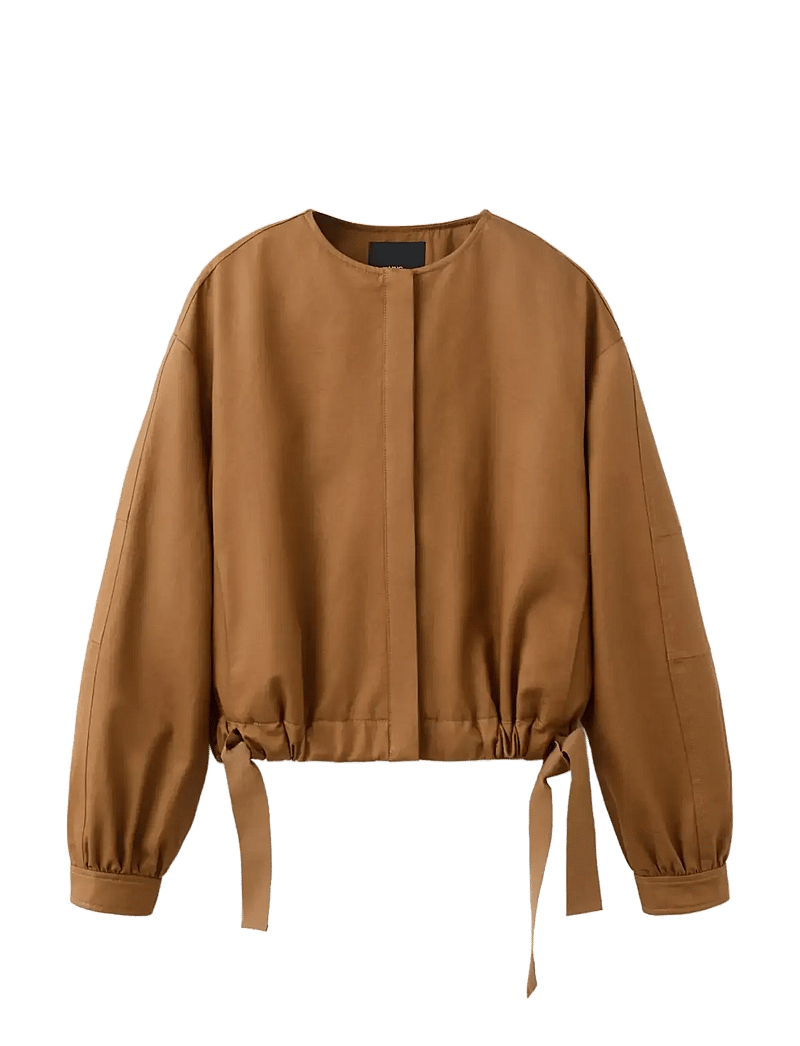Mango - Lyocell jacket with elastics - forårsjakker - brown - 1