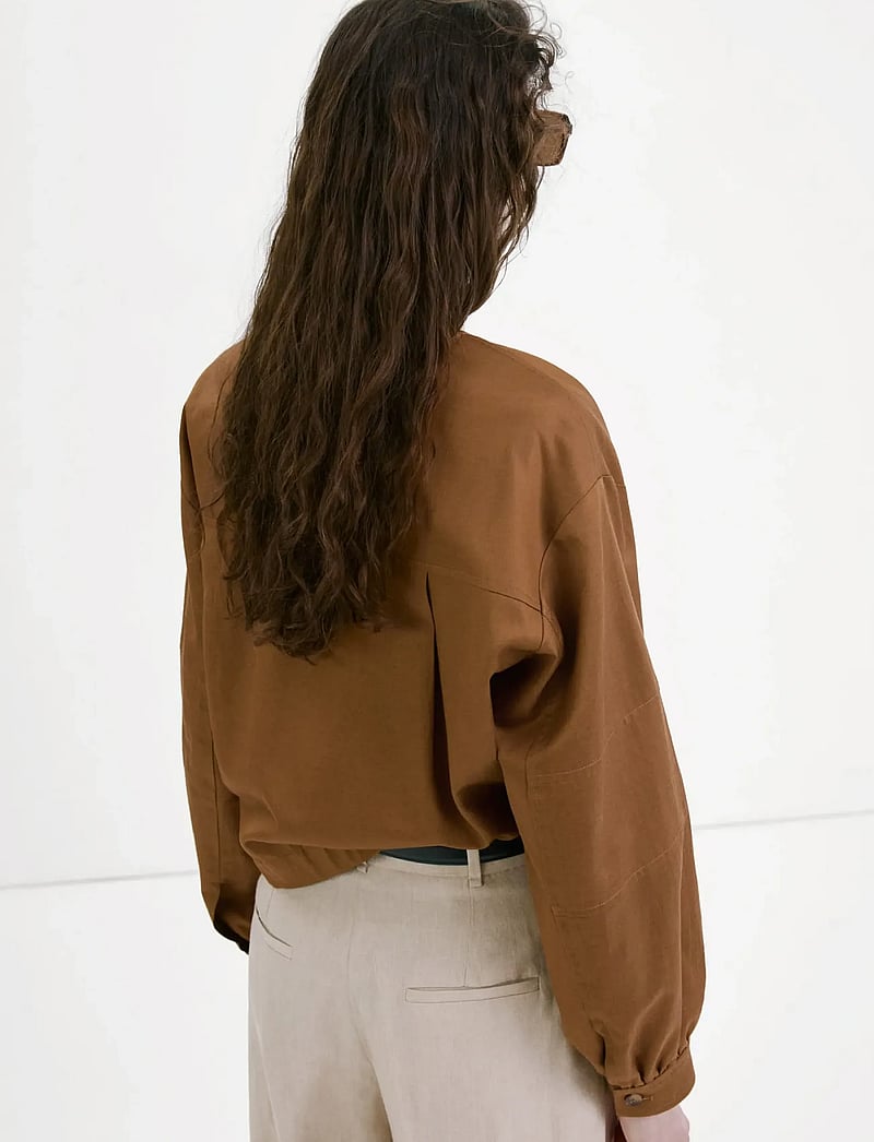 Mango - Lyocell jacket with elastics - forårsjakker - brown - 2