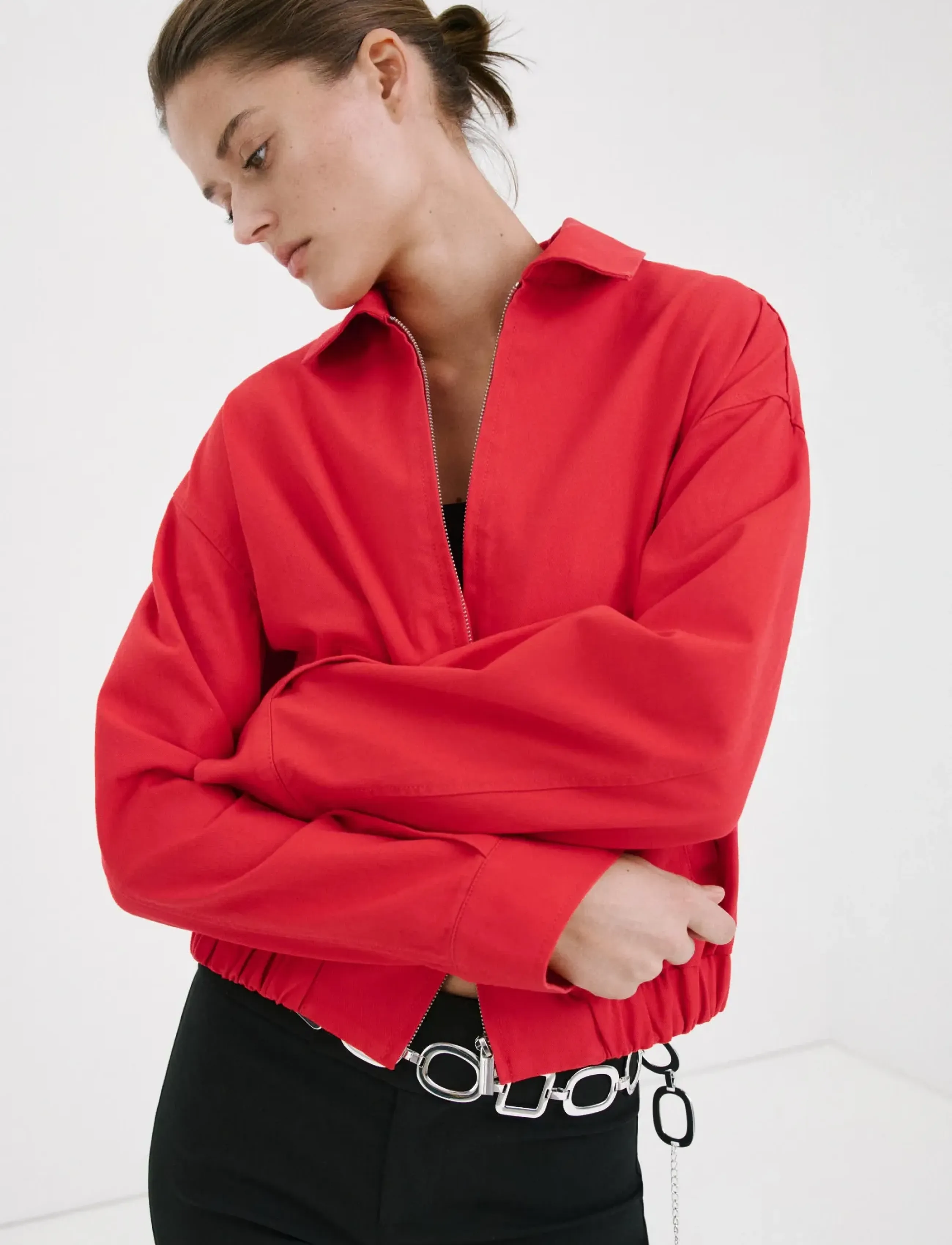 Mango Bomber Jacket With Shirt Collar, XS, Jackets, Rot - Bomber, Frauen