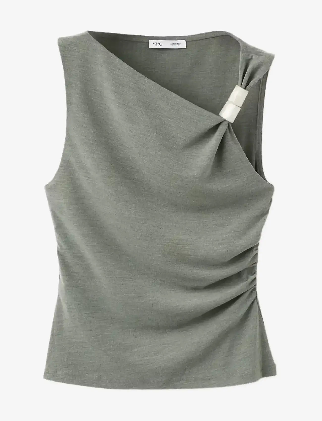 Mango - Asymmetric ruched top - tanktops - green - 1