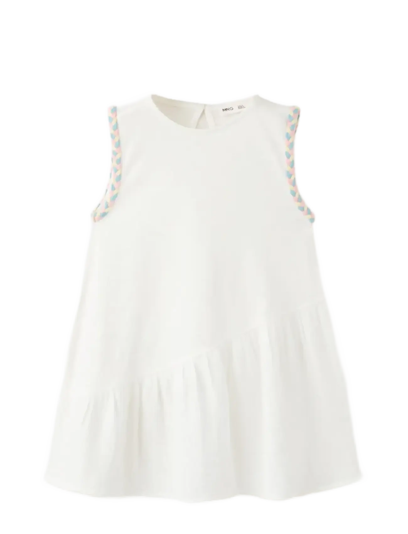 MANGO Kleid With Plaited Details Weiß - 5-6 - Kinder