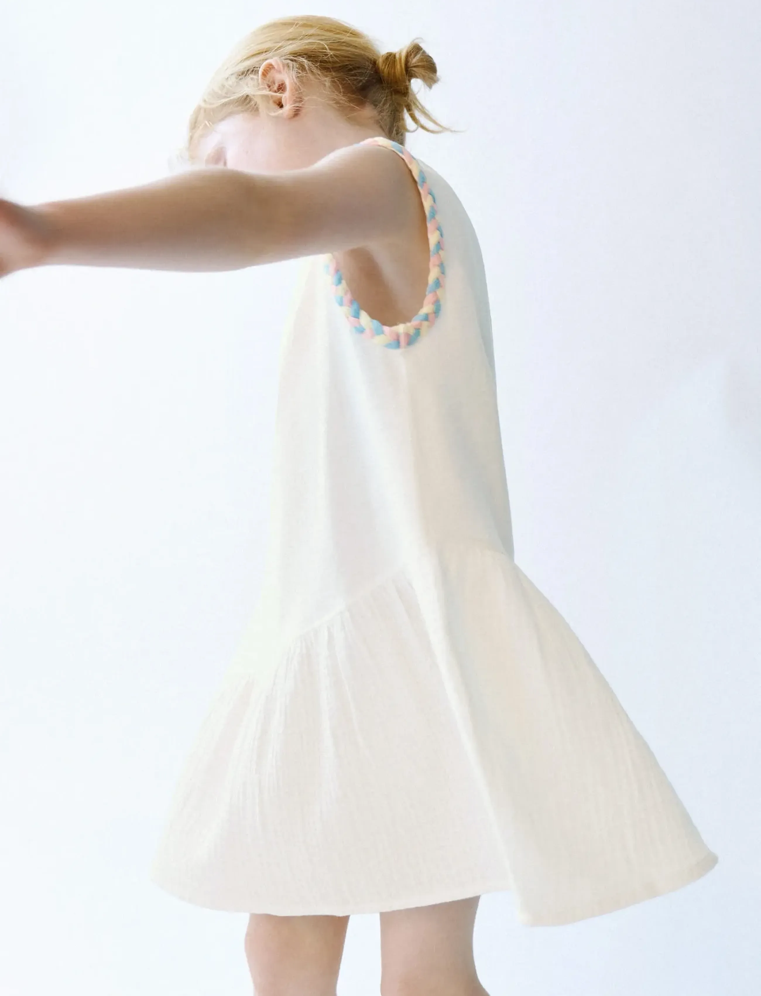 Mango Dress With Plaited Details, 5-6, Baby Dresses, Weiß - Sleevless Kinder