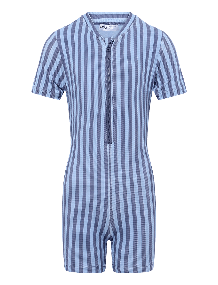 Mango - Striped swimsuit jumpsuit - baddräkter - medium blue - 0
