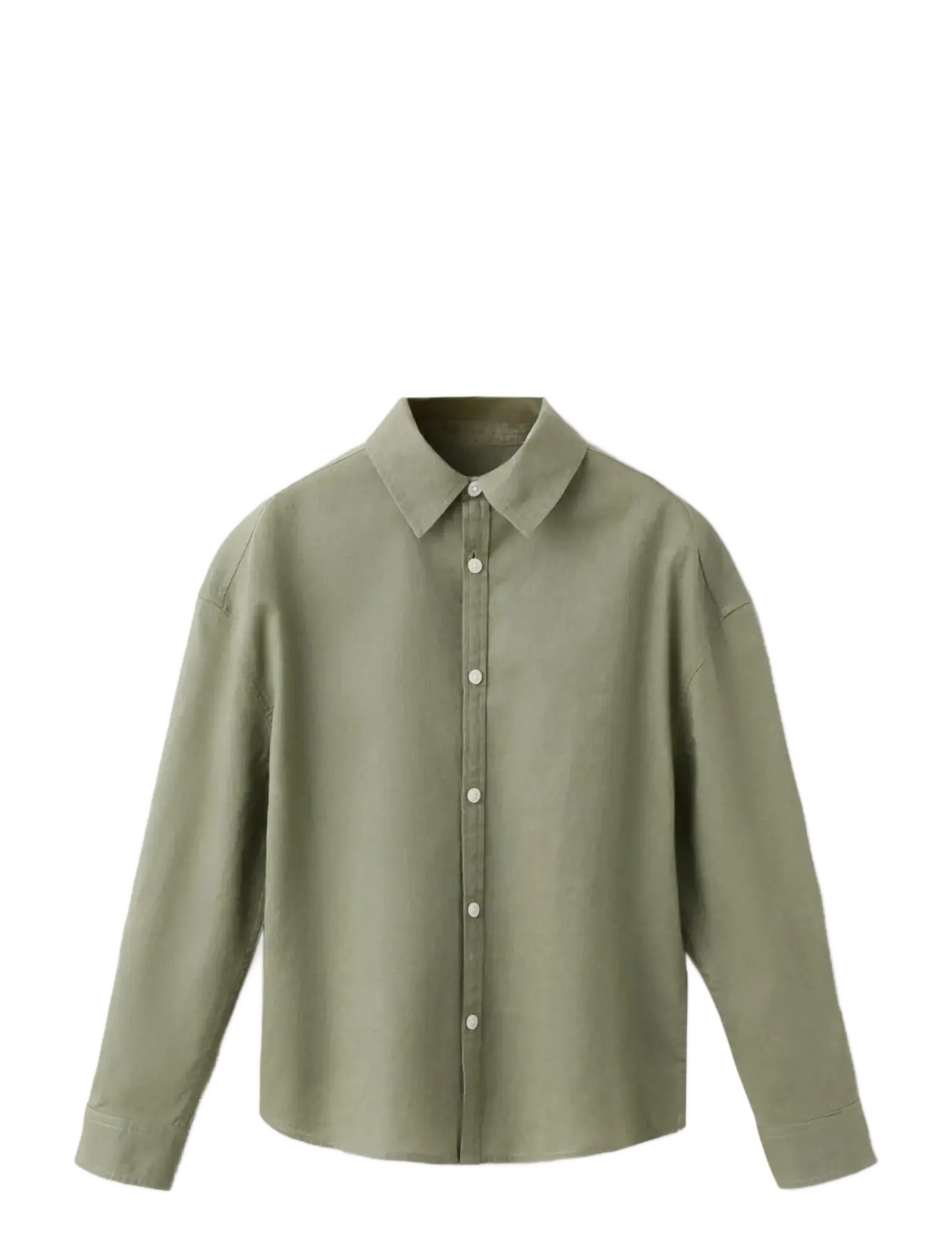 Mango Straight Linen Shirt, Børn, Lige Skjorte, Kakigrøn, Str: 122
