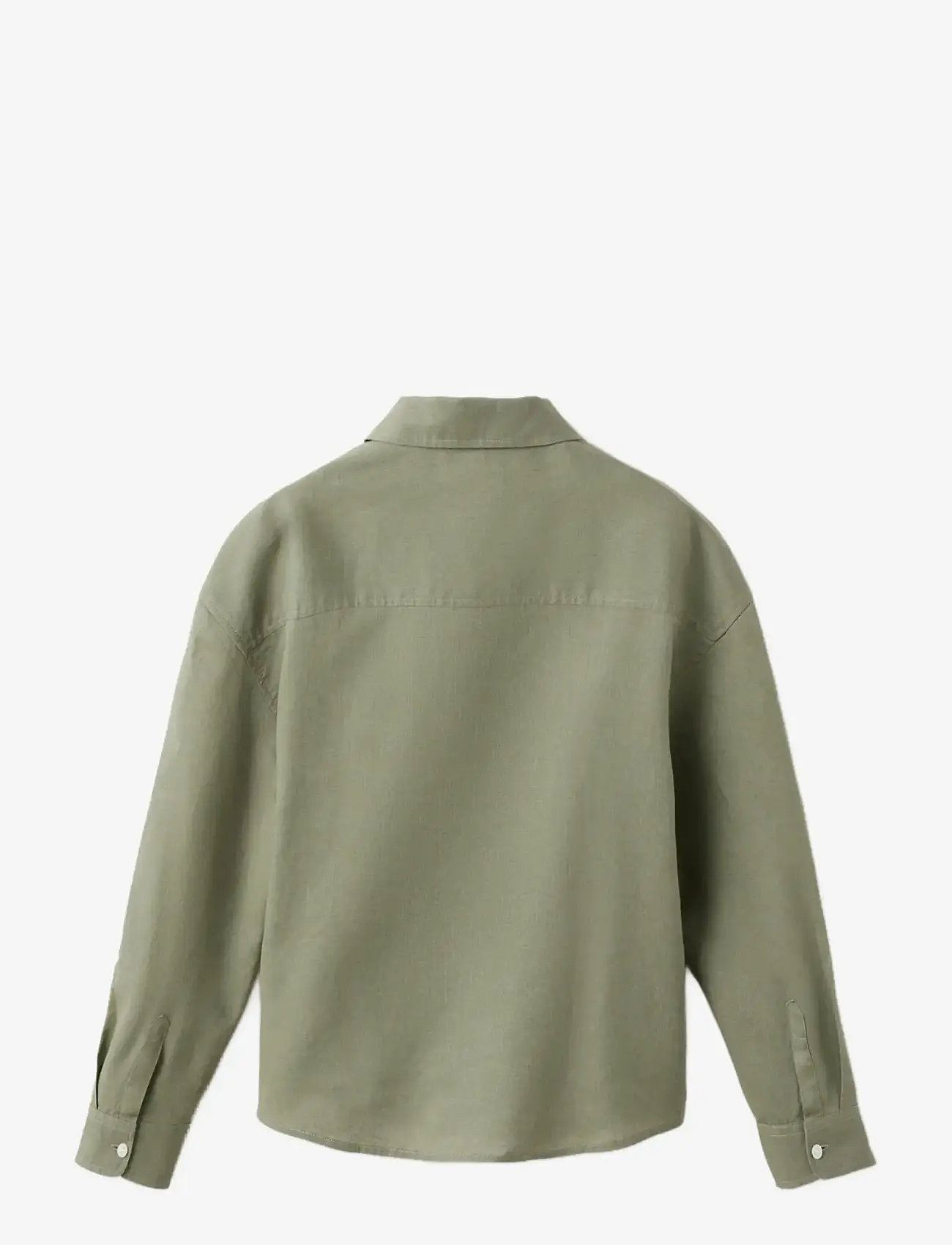 Mango - Straight linen shirt - langærmede skjorter - beige - khaki - 1