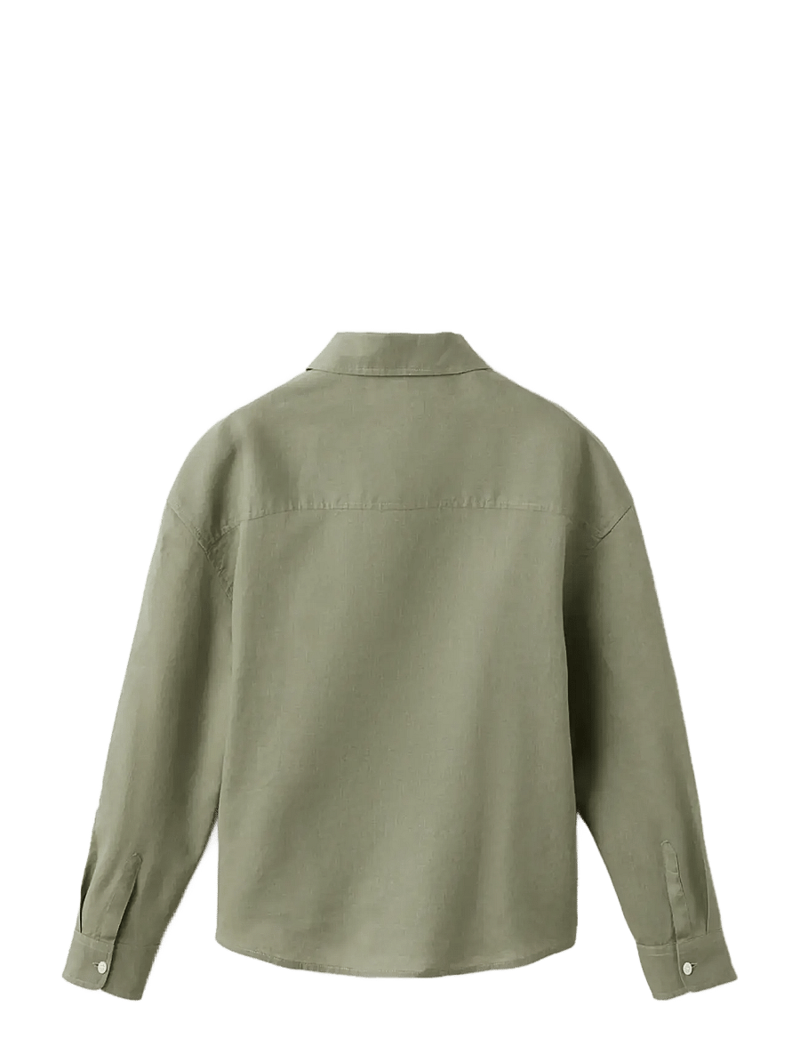Mango - Straight linen shirt - langærmede skjorter - beige - khaki - 1