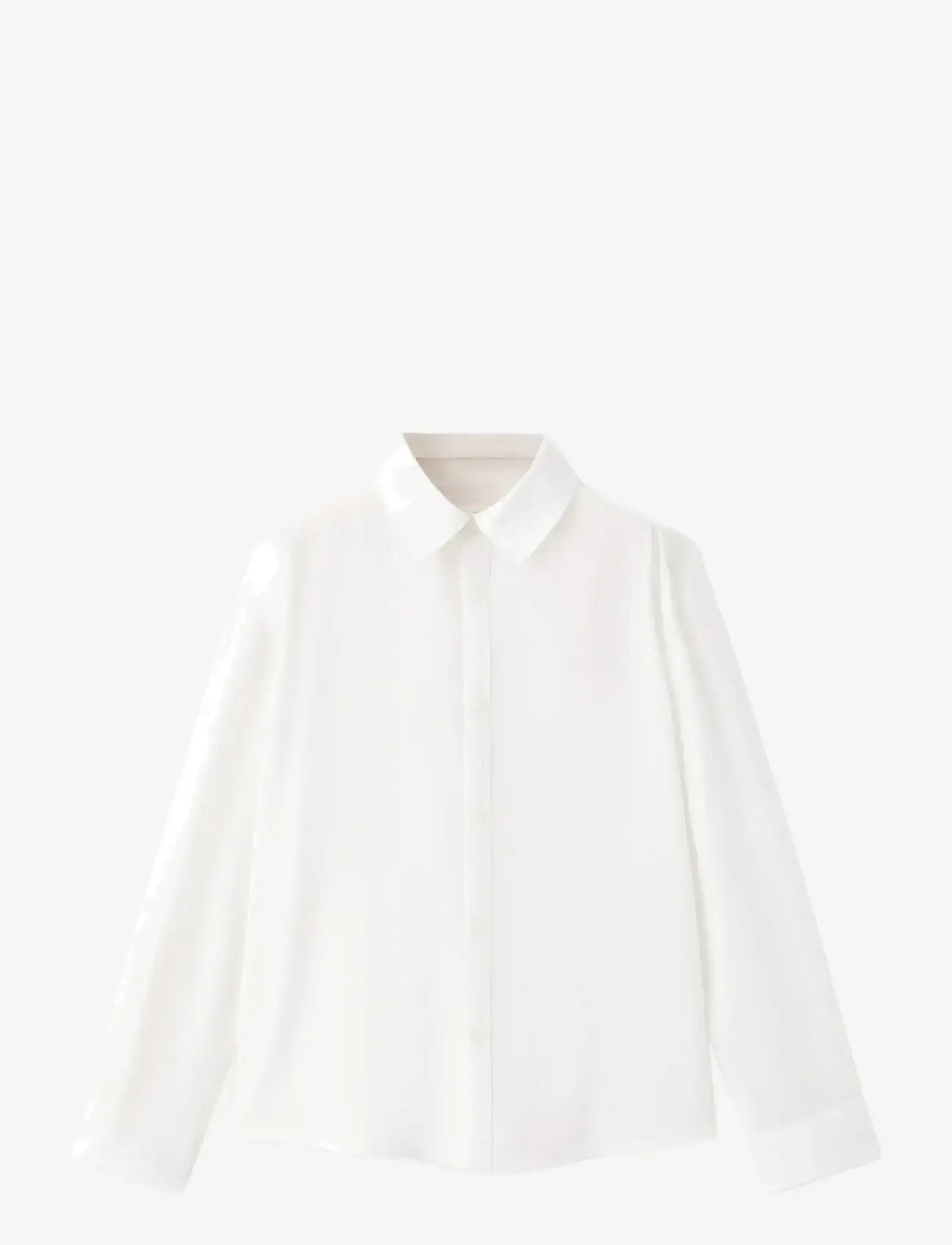 Mango - Straight linen shirt - langærmede skjorter - white - 0