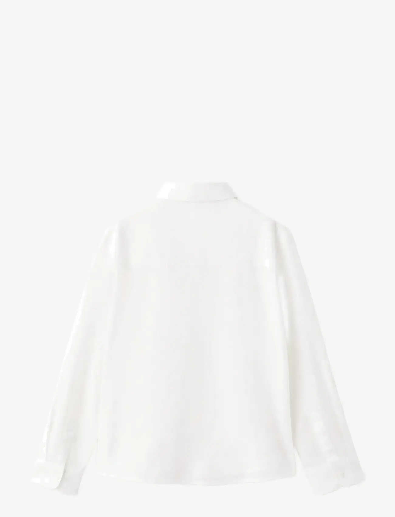 Mango - Straight linen shirt - langærmede skjorter - white - 1