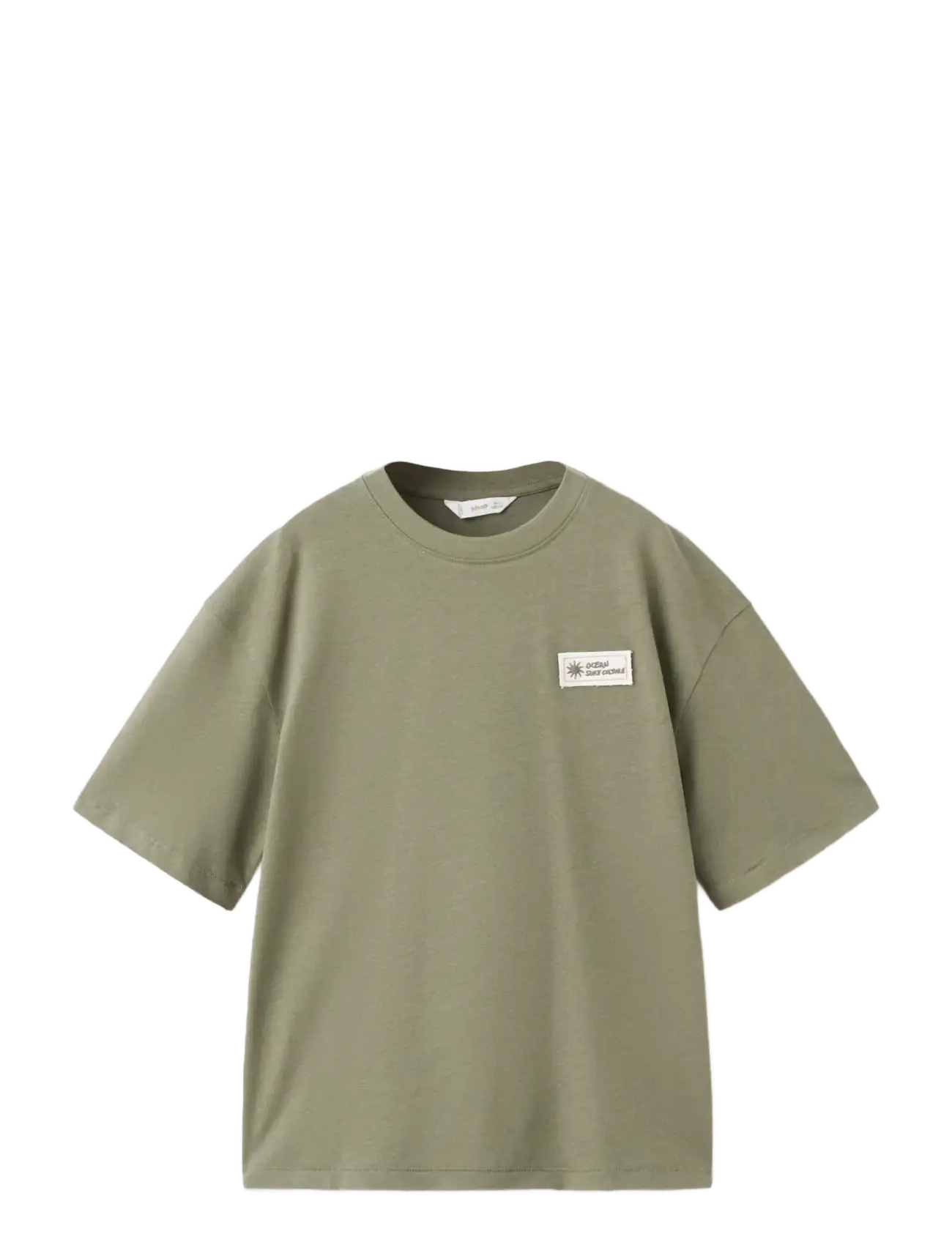 Mango - Linen T-shirt with embroidery detail - kortærmede t-shirts - green - 0