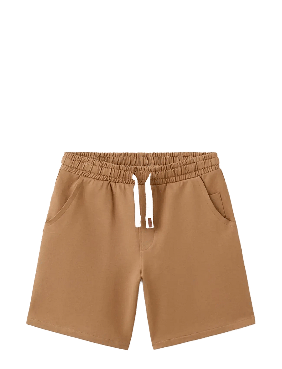 Mango - Cotton shorts with drawstring - sweatshorts - medium brown - 0