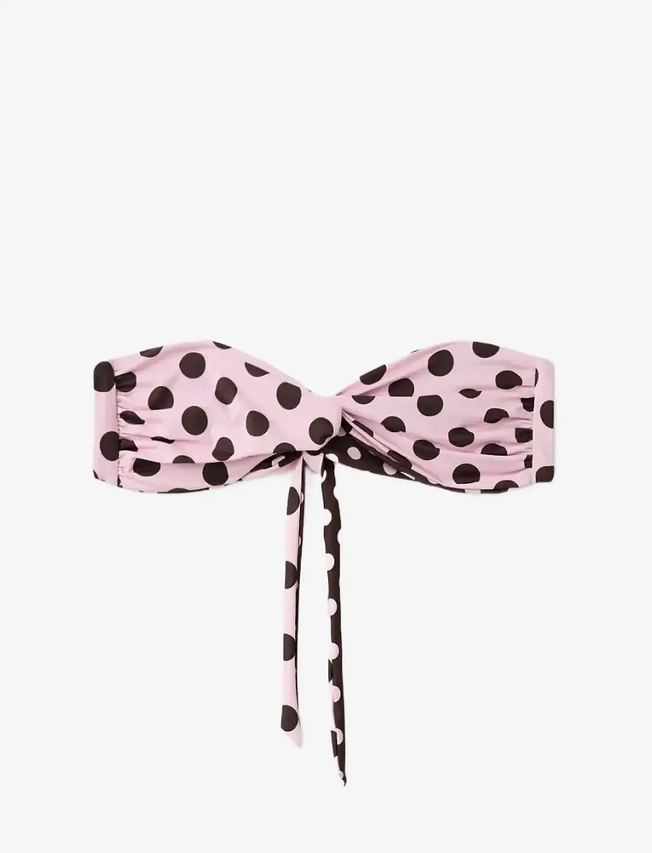 Mango - Bandeau bikini top with polka dots - bandeaubikinier - pink - 1