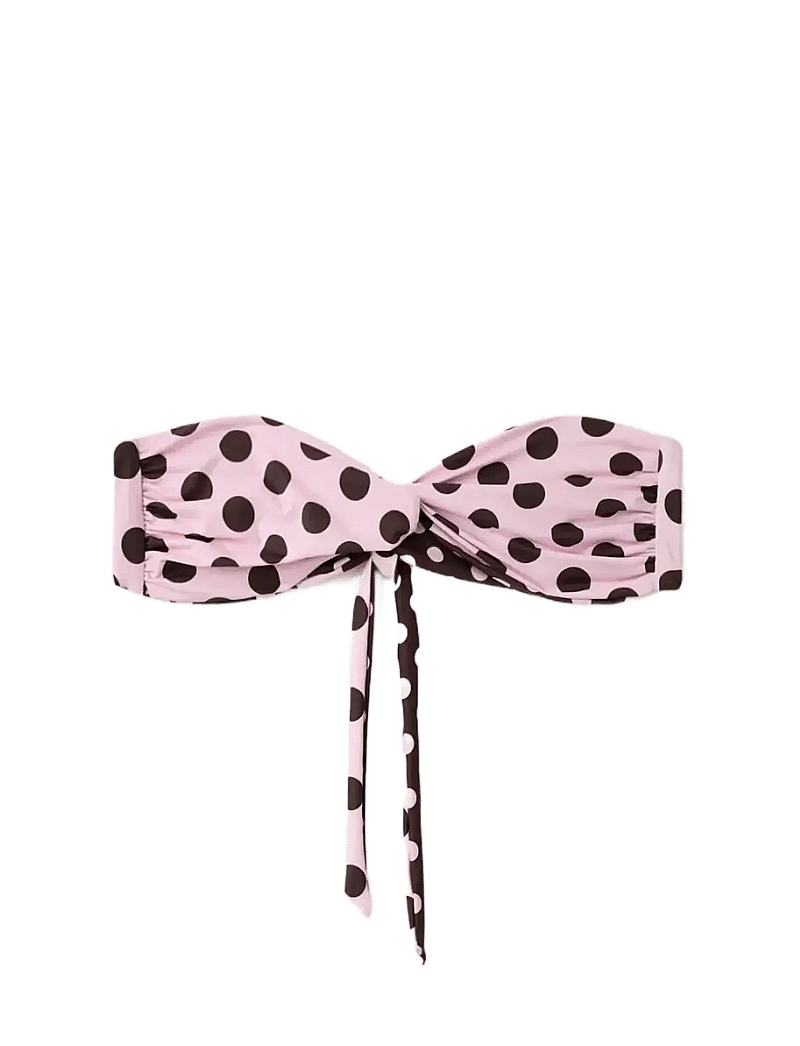 Mango - Bandeau bikini top with polka dots - bandeaubikinier - pink - 1