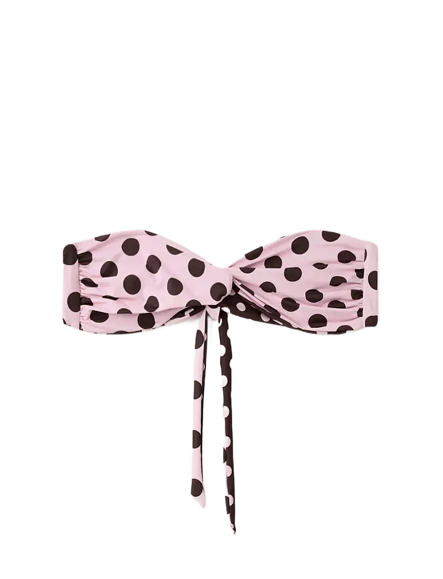 Mango - Bandeau bikini top with polka dots - bandeaubikinier - pink - 1