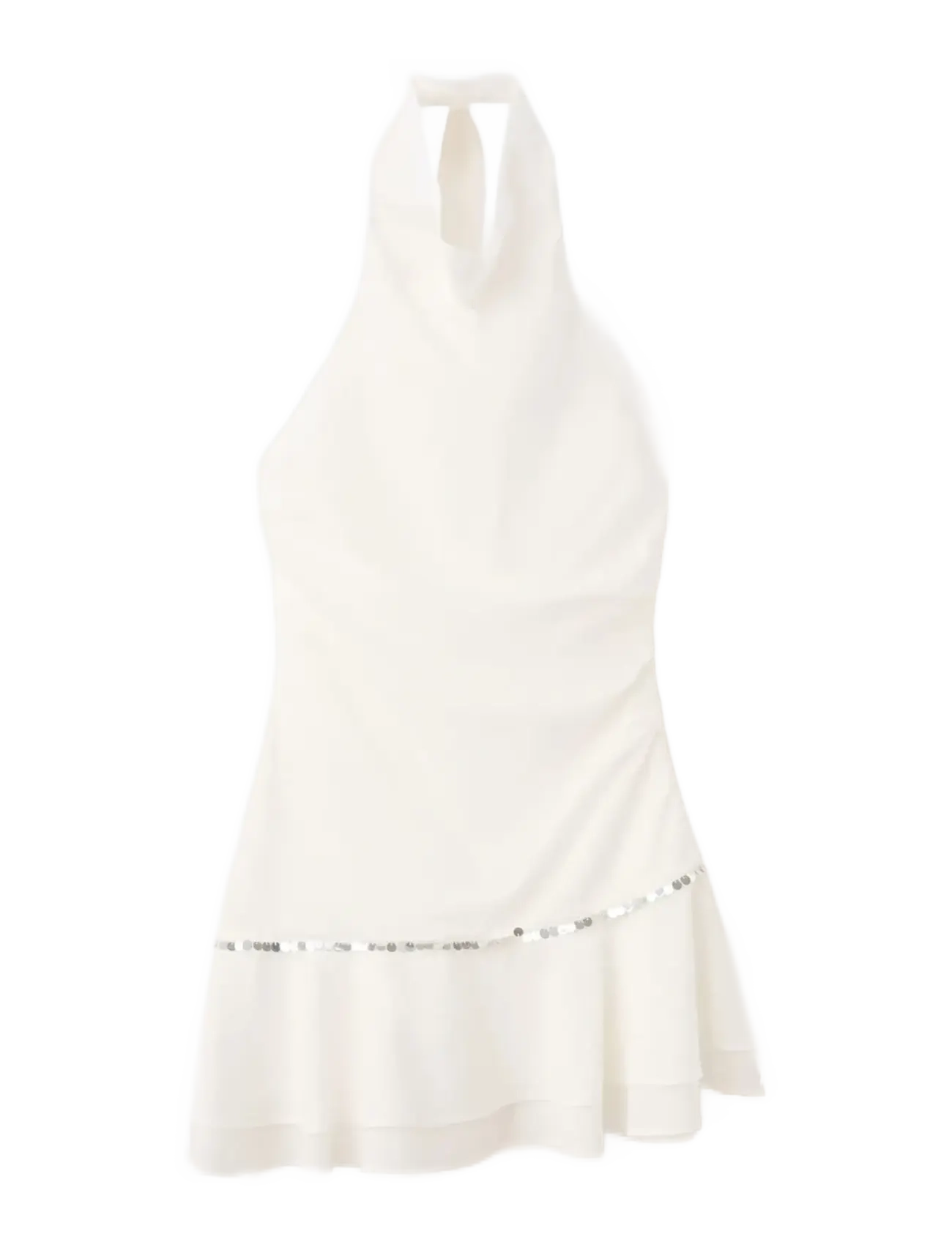 MANGO Ruffled Halter-Neck Kleid Weiß - S - Damen