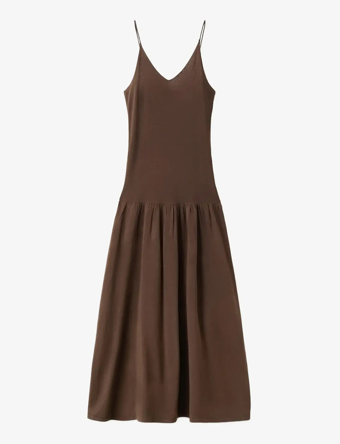 Mango - Knitted dress with gathered detail - strikkede kjoler - dark brown - 1
