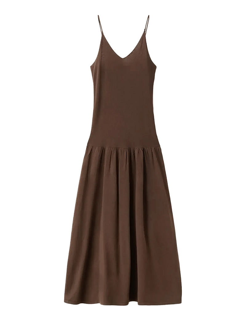 Mango - Knitted dress with gathered detail - strikkede kjoler - dark brown - 1