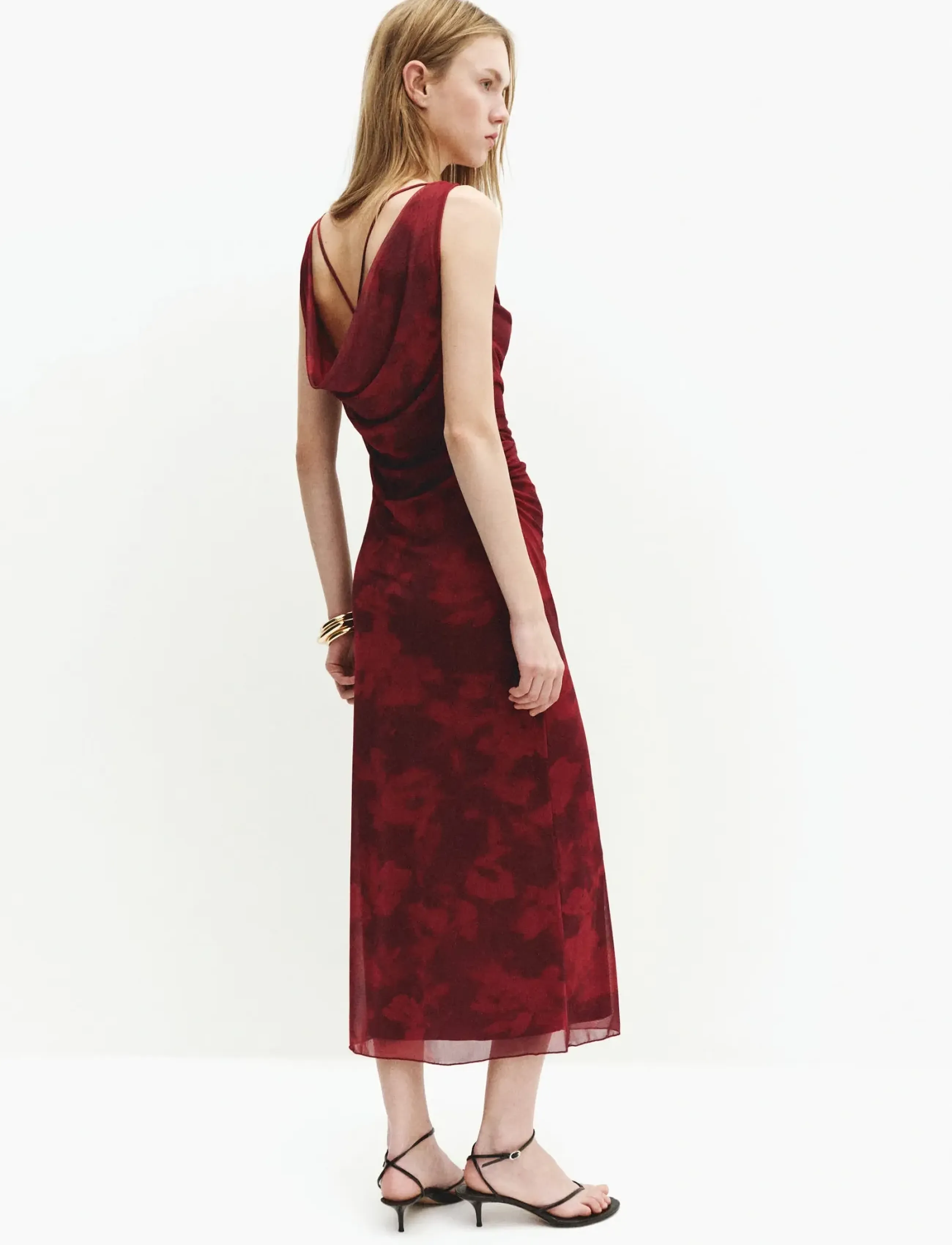 Mango - Draped fitted dress - cocktailklänningar - dark red - 2