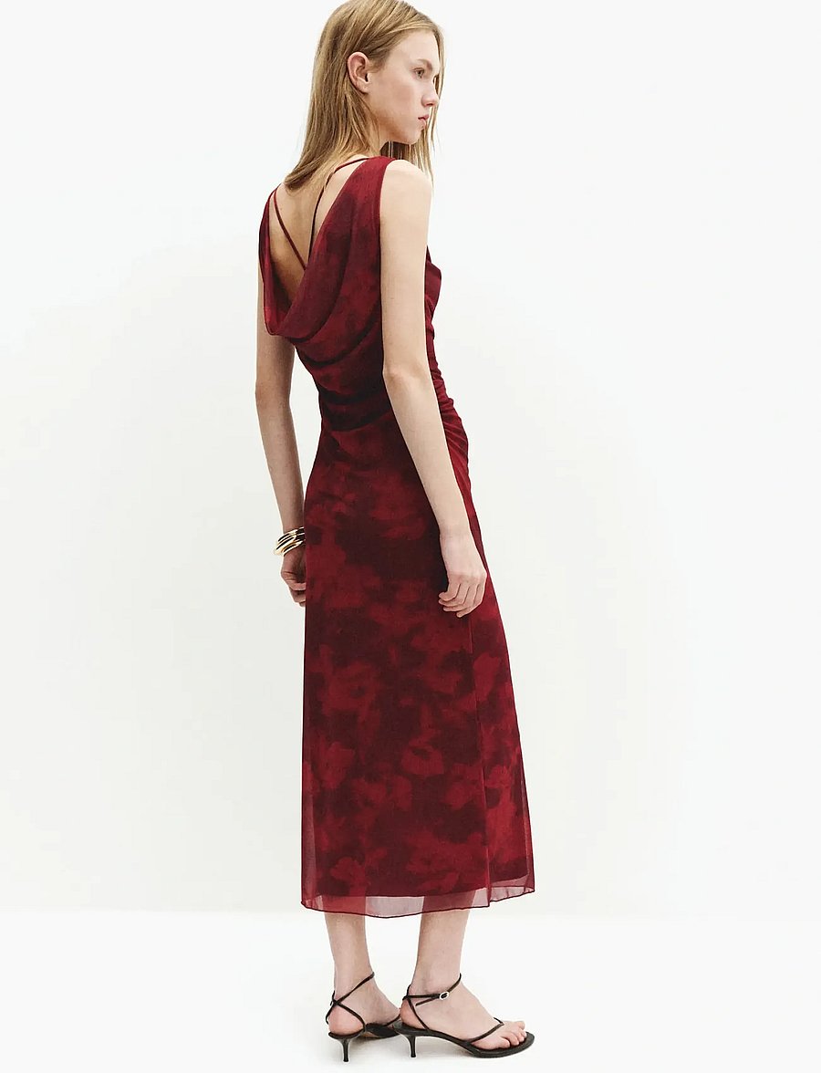Mango - Draped fitted dress - cocktailklänningar - dark red - 2