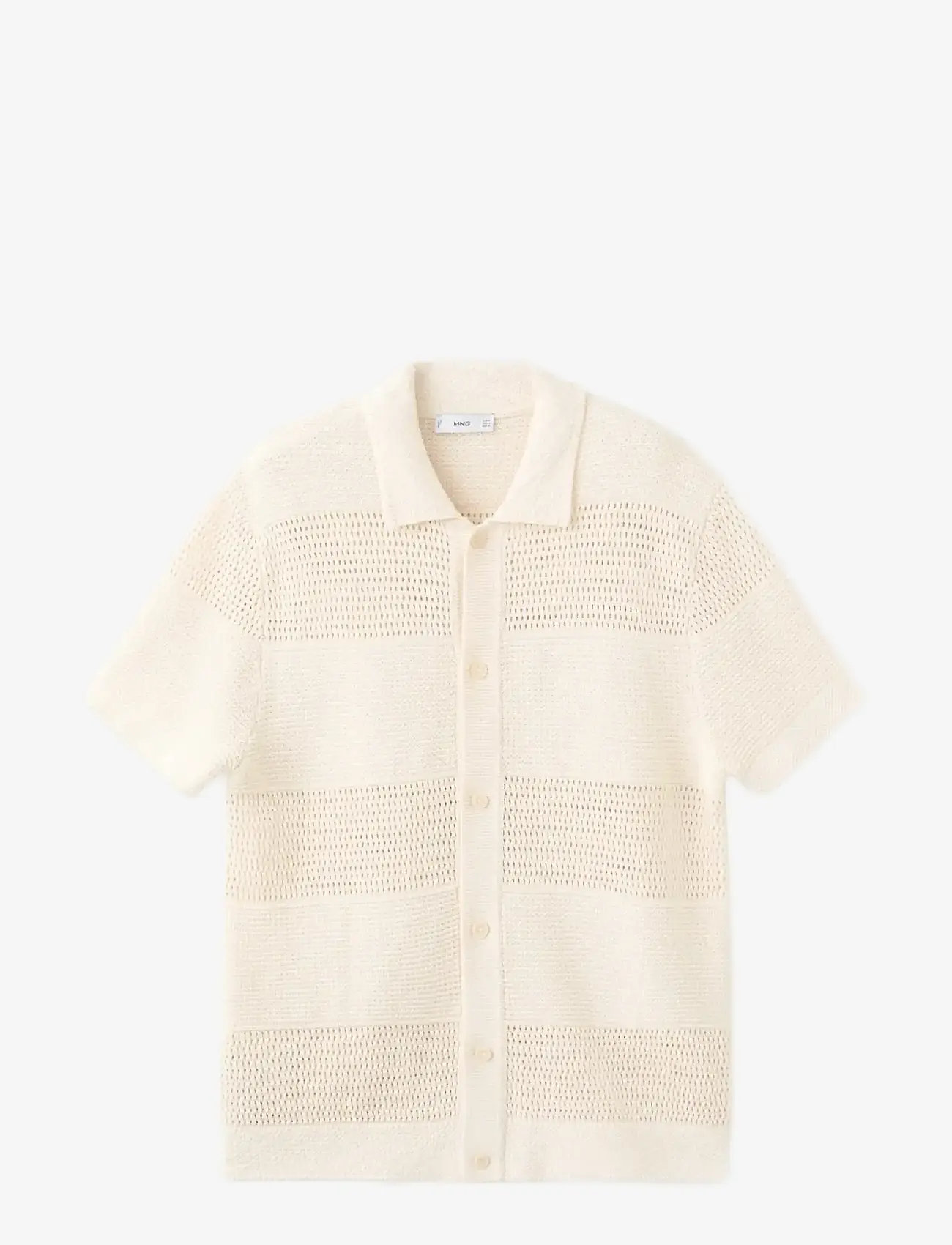 Mango - Openwork knitted shirt - stickade pikéer - light beige - 1