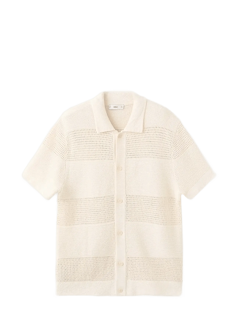 Mango - Openwork knitted shirt - stickade pikéer - light beige - 1