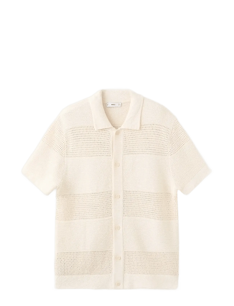 Mango - Openwork knitted shirt - polostrik - light beige - 1