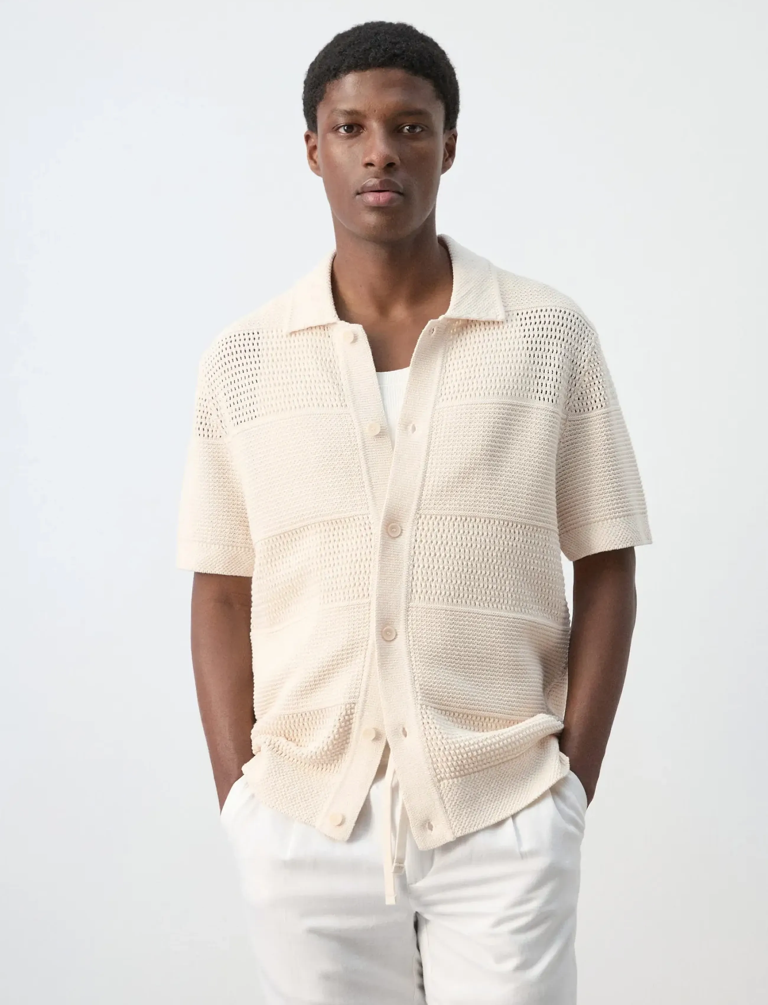 Mango Openwork knitted shirt - Mango - LIGHT BEIGE / cream