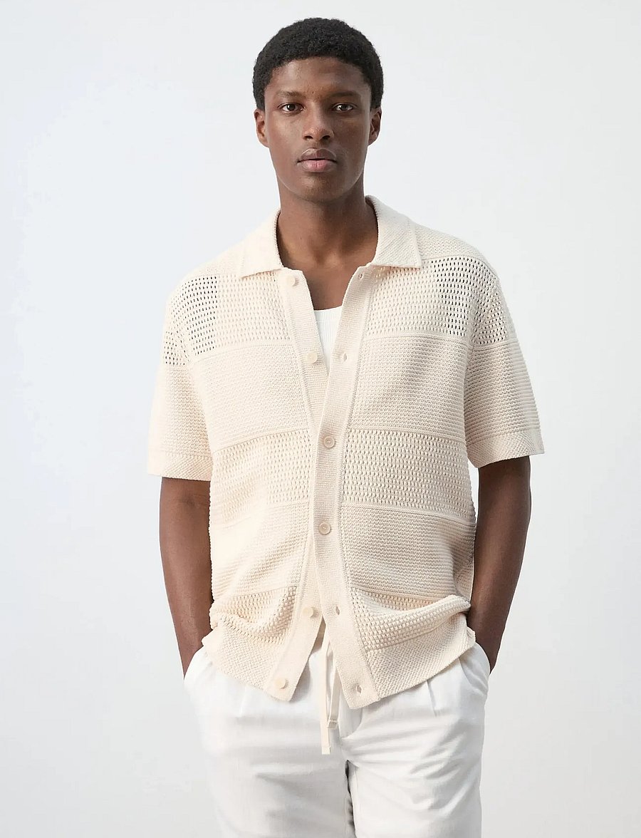 Mango - Openwork knitted shirt - polostrik - light beige - 0