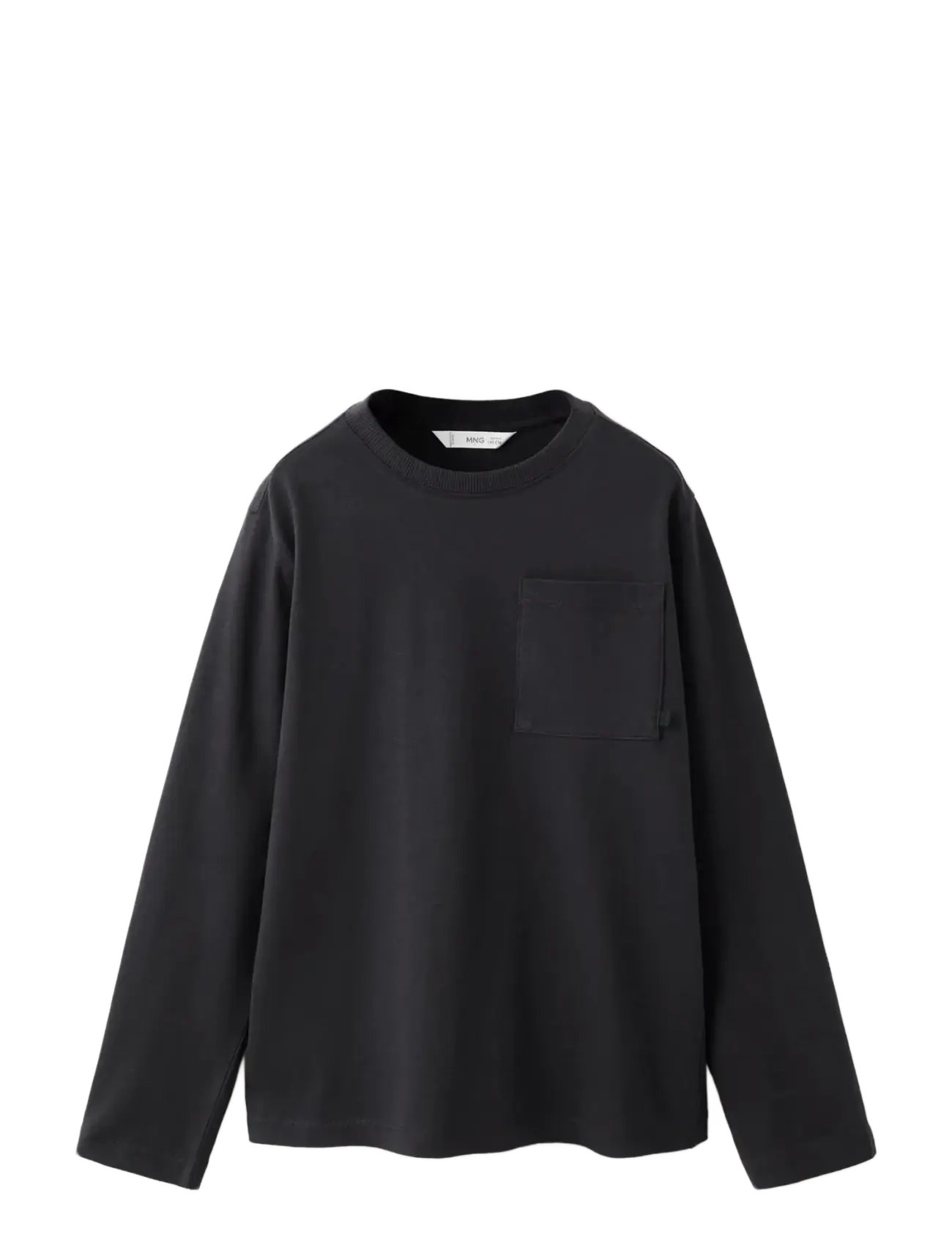 MANGO Langärmelig T-Shirt With Pocket Schwarz - 9-10 - Kinder
