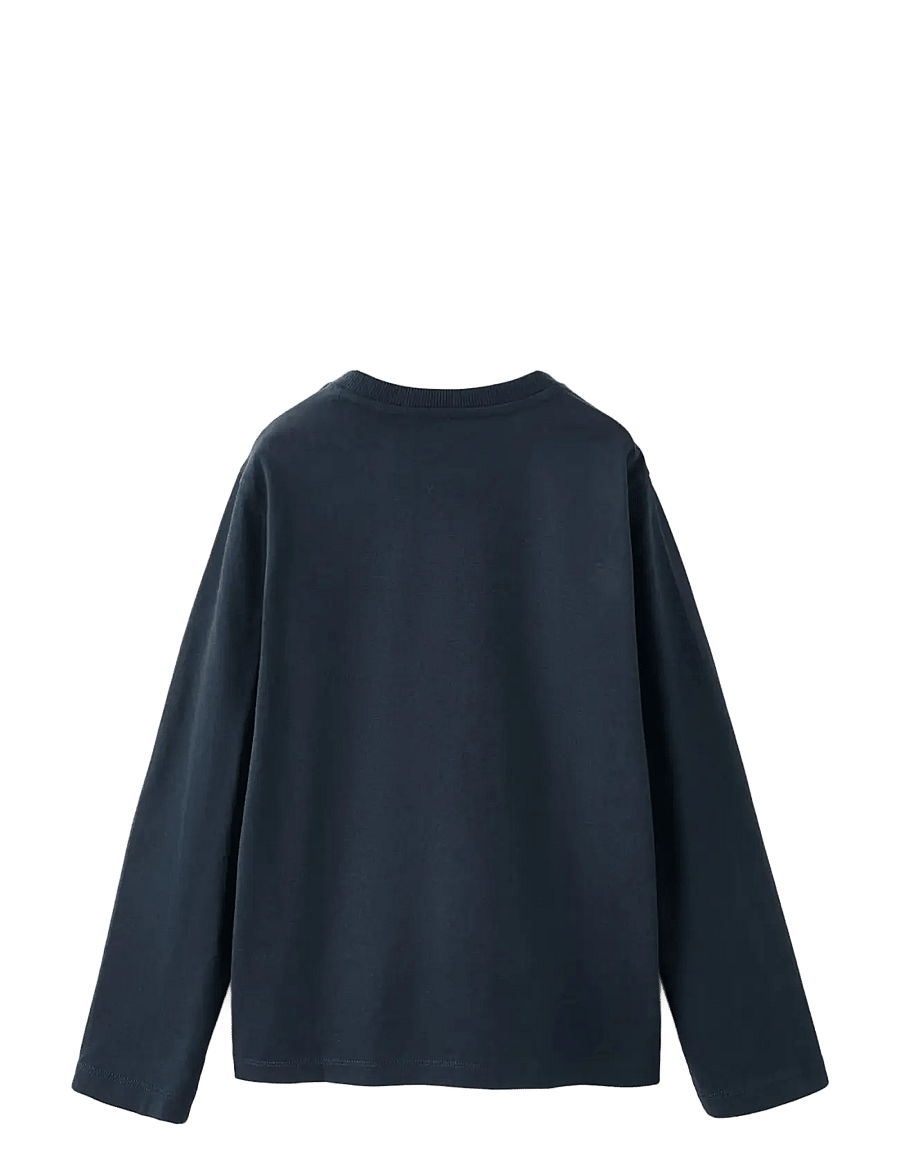 Mango - Long-sleeved t-shirt with pocket - långärmade t-shirts - navy - 1