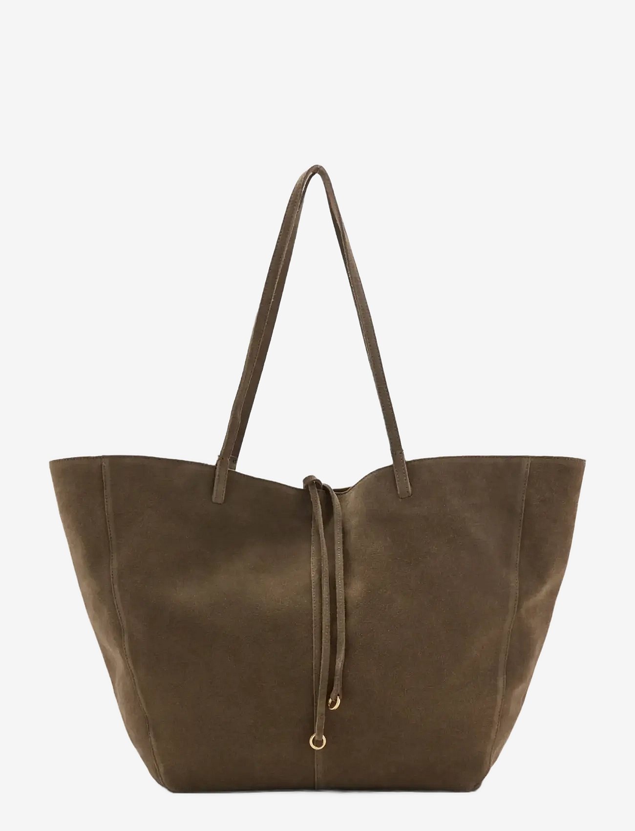 Mango Suede Shopper Bag With Bow Closure - Khaki green - ONE SIZE