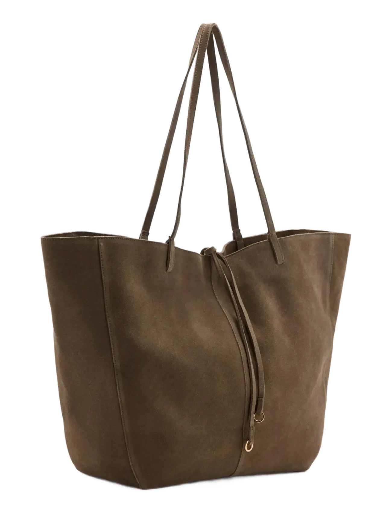 Suede Shopper Bag With Bow Closure 2