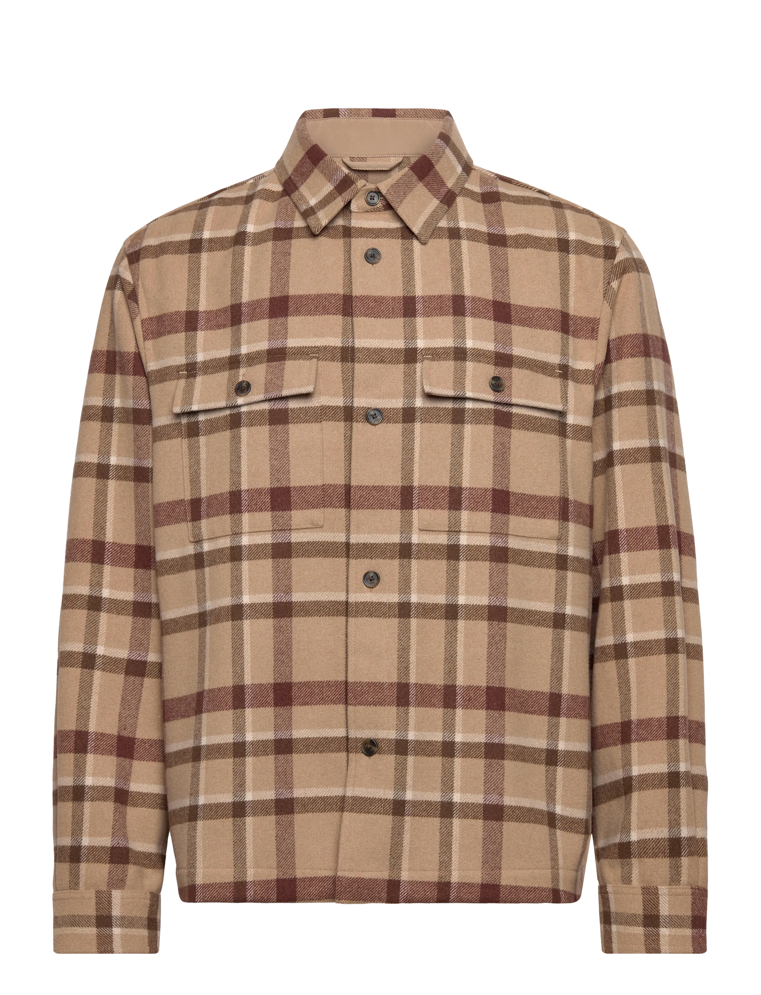 MANGO Check Overshirt With Pockets Braun - L - Herren