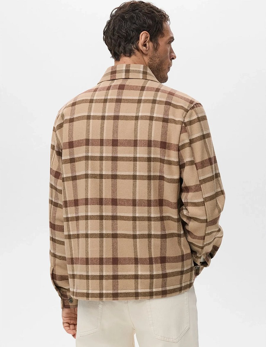 Mango - Check overshirt with pockets - flanell-hemden - medium brown - 3