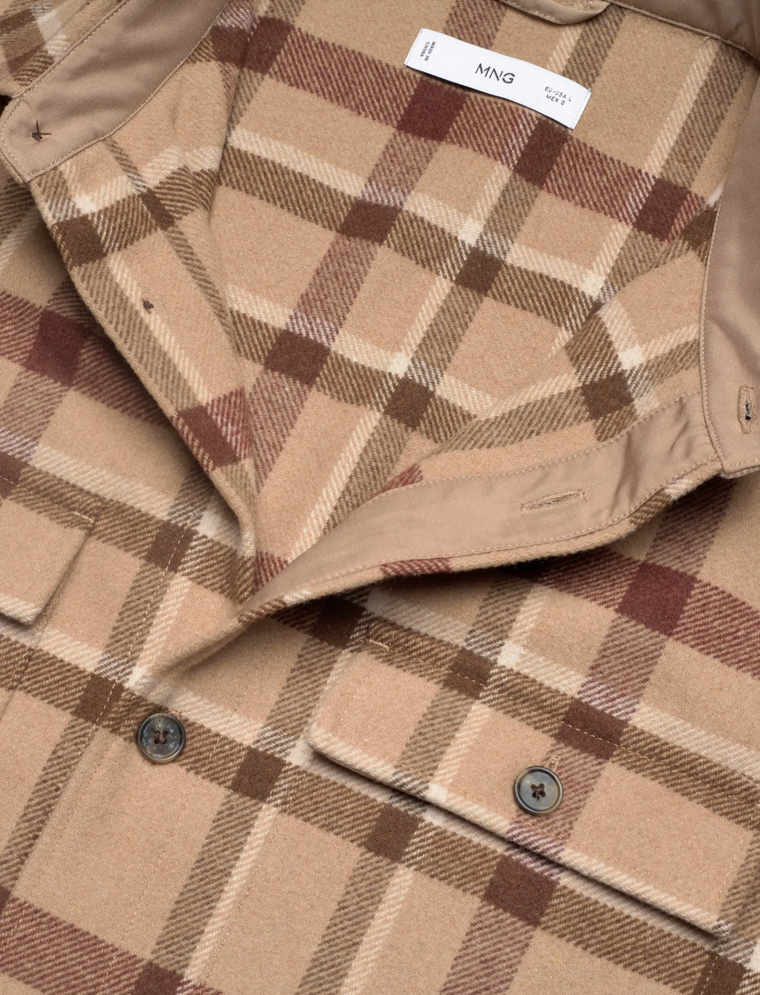 Mango - Check overshirt with pockets - casual hemden - medium brown - 4