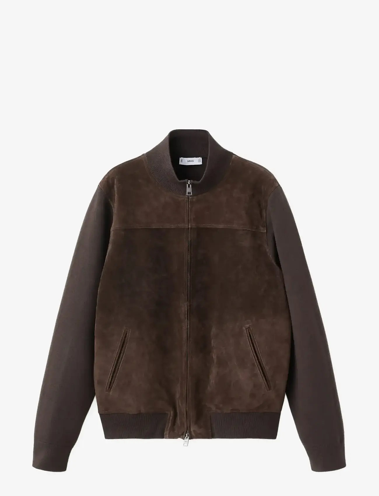Mango - Combined leather and suede jacket - hybridjackor - dark brown - 1