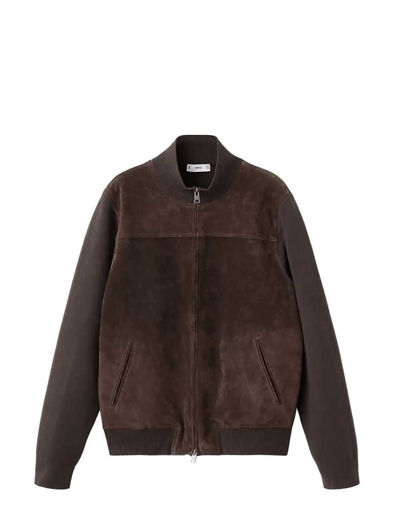 Mango - Combined leather and suede jacket - hybrid-jacken - dark brown - 1