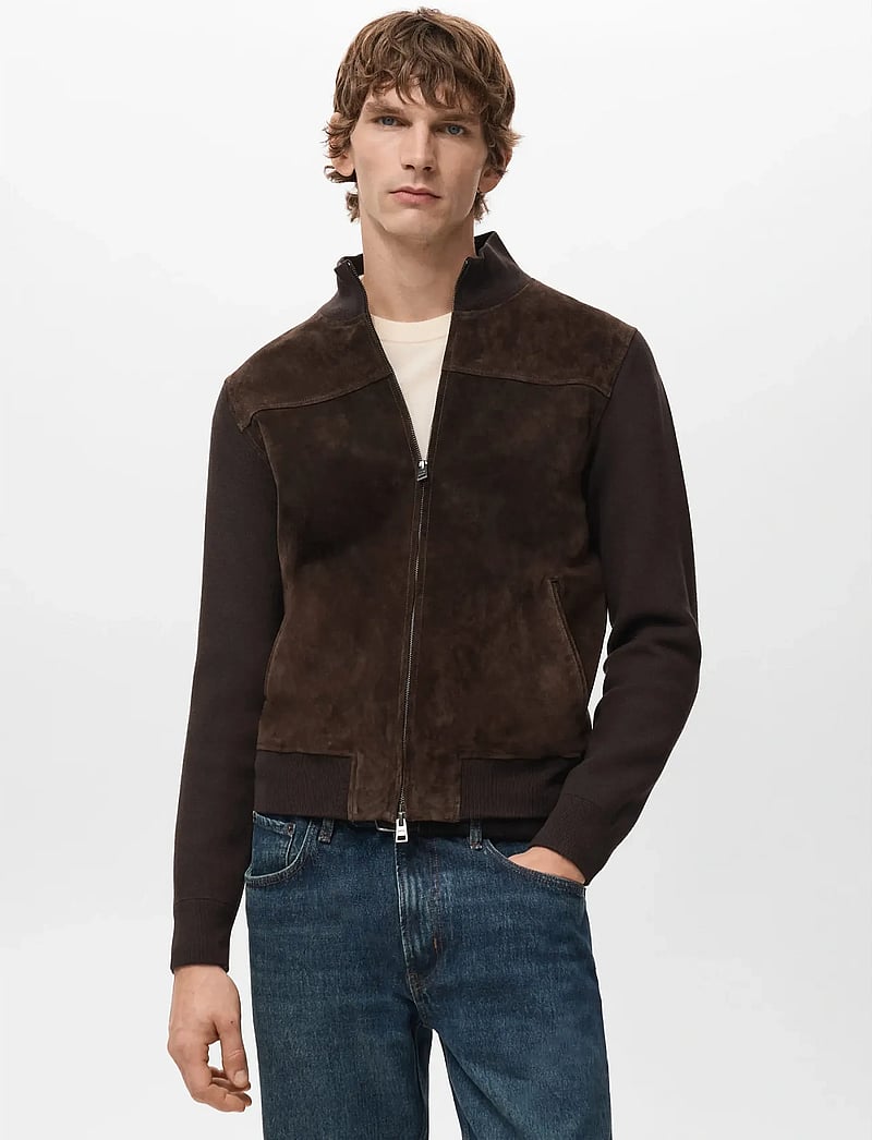 Mango - Combined leather and suede jacket - hybrid-jacken - dark brown - 0