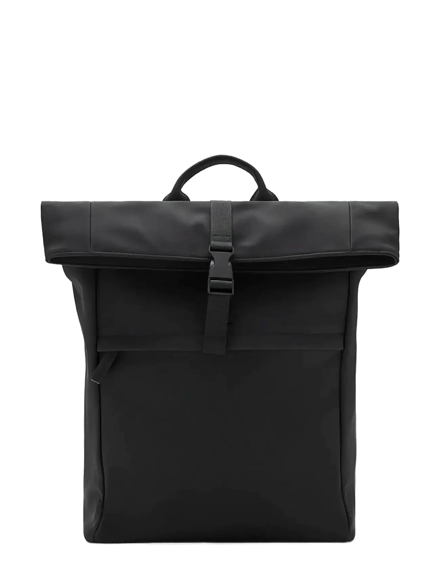 Mango - Rubberized backpack with flap closure - rolltop-rygsække - black - 0
