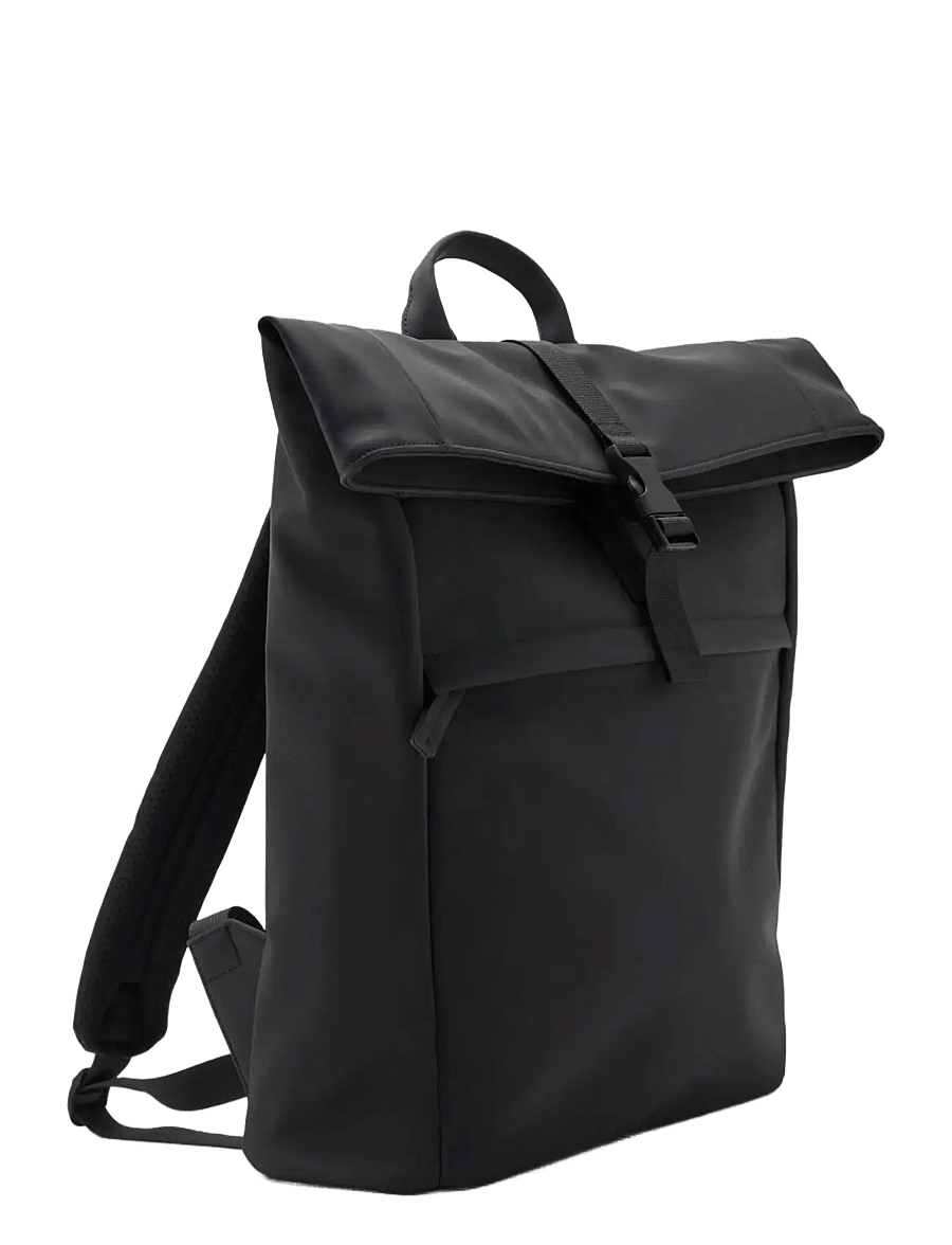 Mango - Rubberized backpack with flap closure - rolltop-rygsække - black - 1